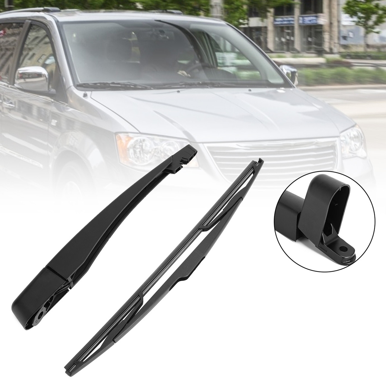 Rear Wiper Arm Blade Kit Fits For Dodge Caravan Chrysler Town & Country 2008-2015 Black