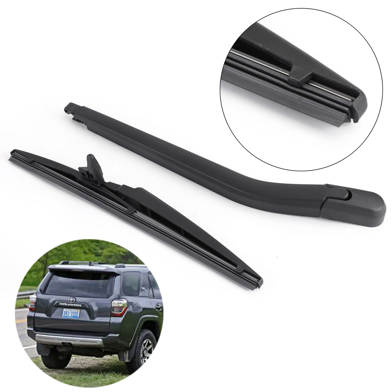 2PCS Rear Windshield Wiper Arm & Blade Fits For Toyota 4Runner 2003-2009 85242-35021 Black