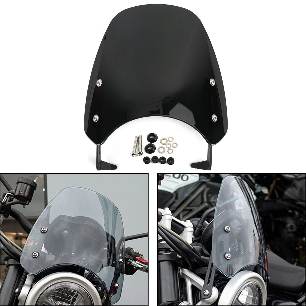 19-22 Triumph SCRAMBLER Motorcycle Windshield WindScreen Black