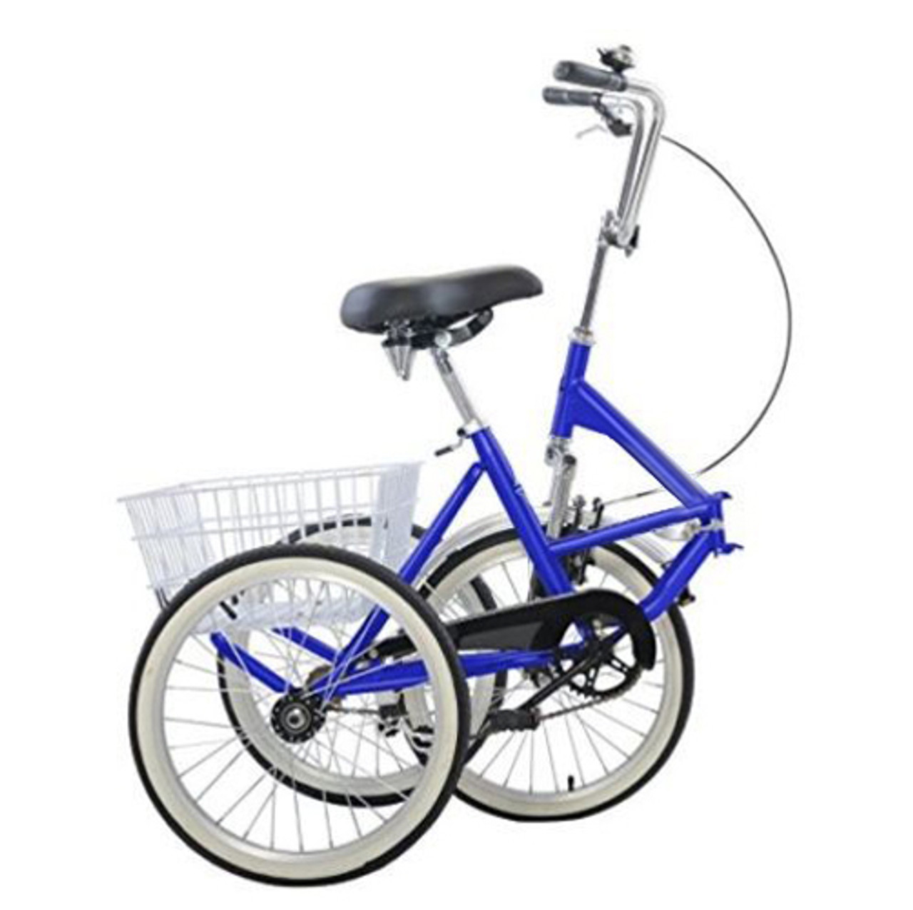 Adult Folding Tricycle 3 Wheeler Bicycle Portable Tricycle 20" Wheels Blue (Lock + Pump)