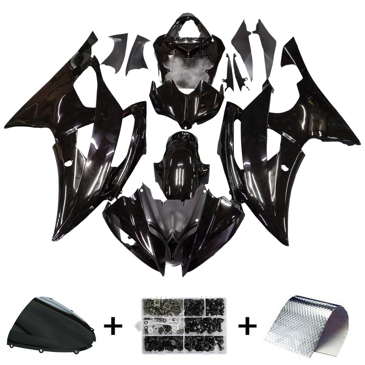 Amotopart Fairing Injection Plastic Body Kit Fit For YAMAHA YZF-R6 2008-2016 Gloss Black