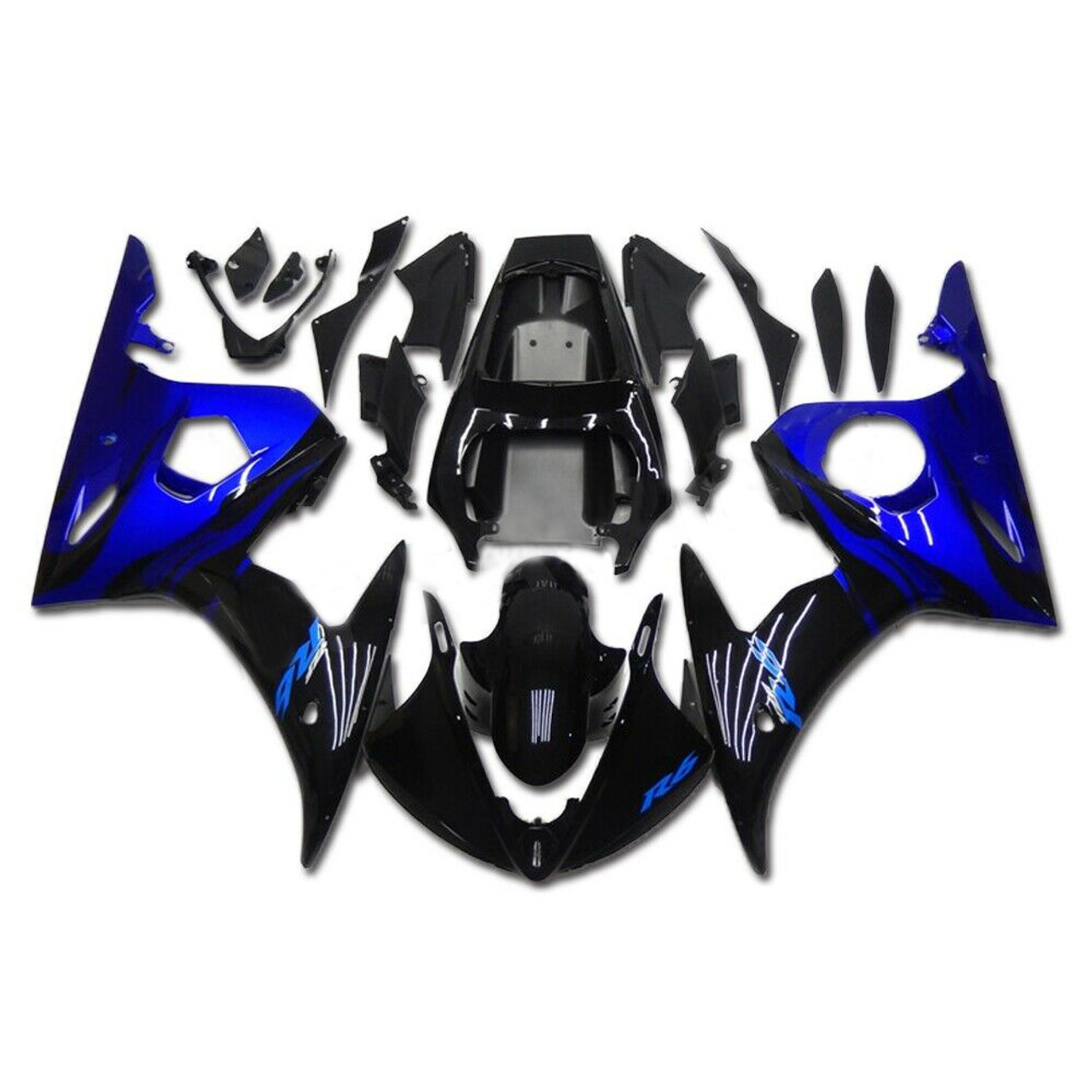 Fairing Blue Black Injection Plastic Kit w/bolt Fit For YAMAHA 2005 YZF R6