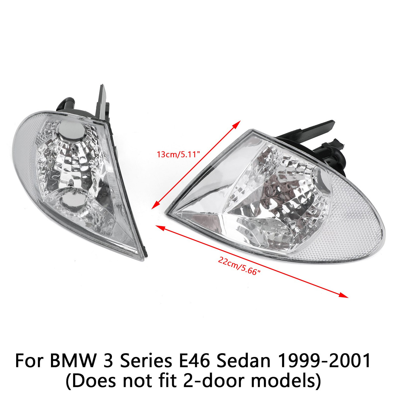 Pair Front Indicator Turn Signal Corner Lights Fit For BMW 3 Series Sedan E46 98-01 Clear