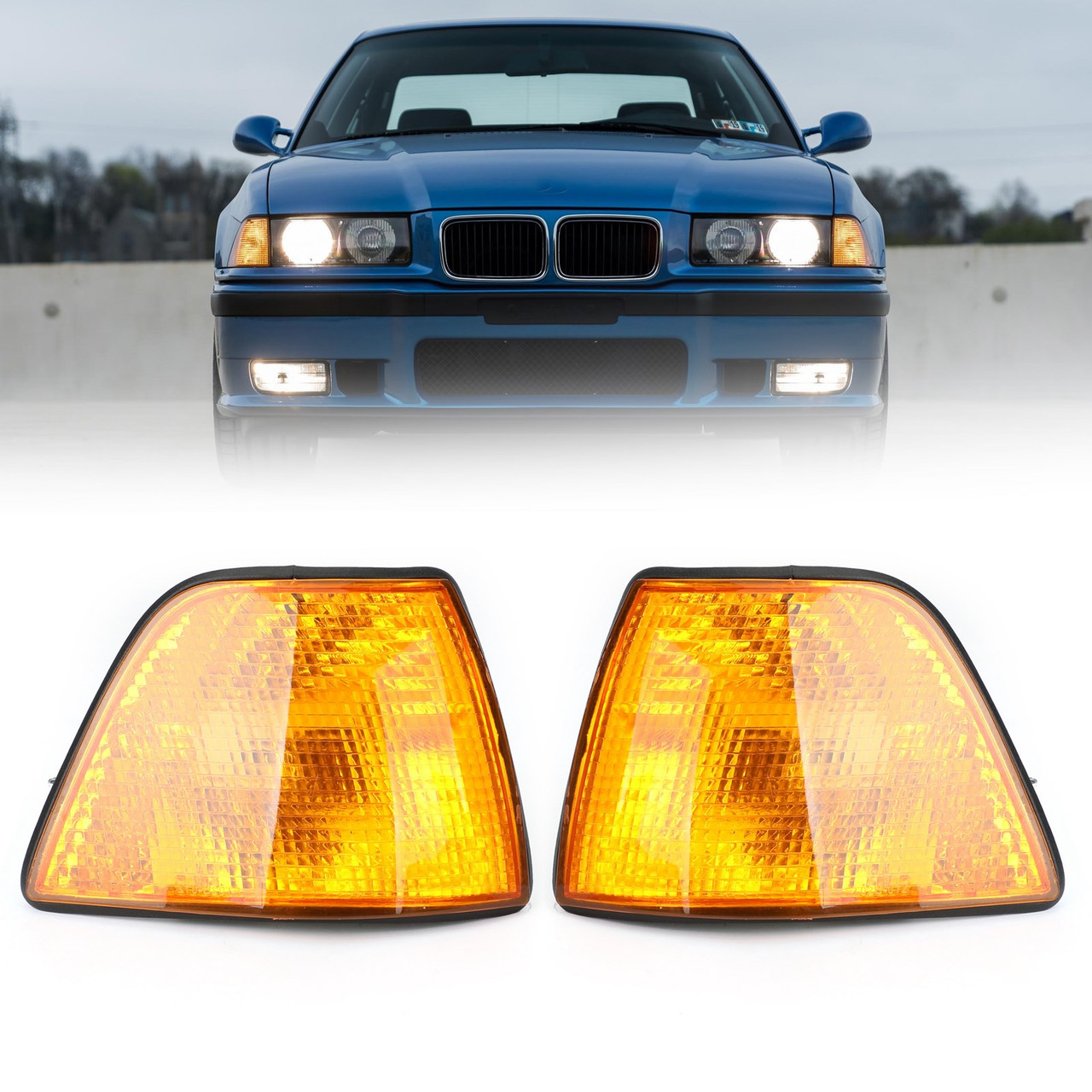 Euro Corner Lights Fit For BMW E36 3-Series 4Dr Sedan/Hatchback 1992-1998 Amber