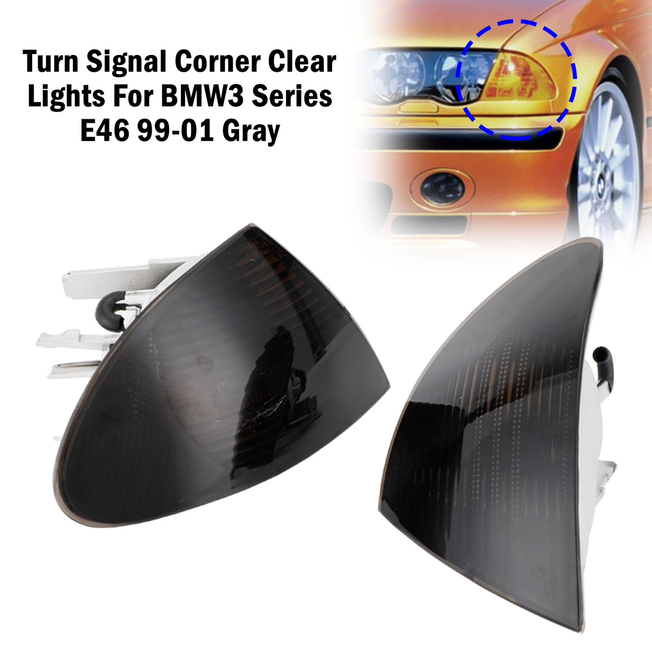 Turn Signal Corner Corner Clear Lights Fit For BMW 3 Series E46 99-01 Gray