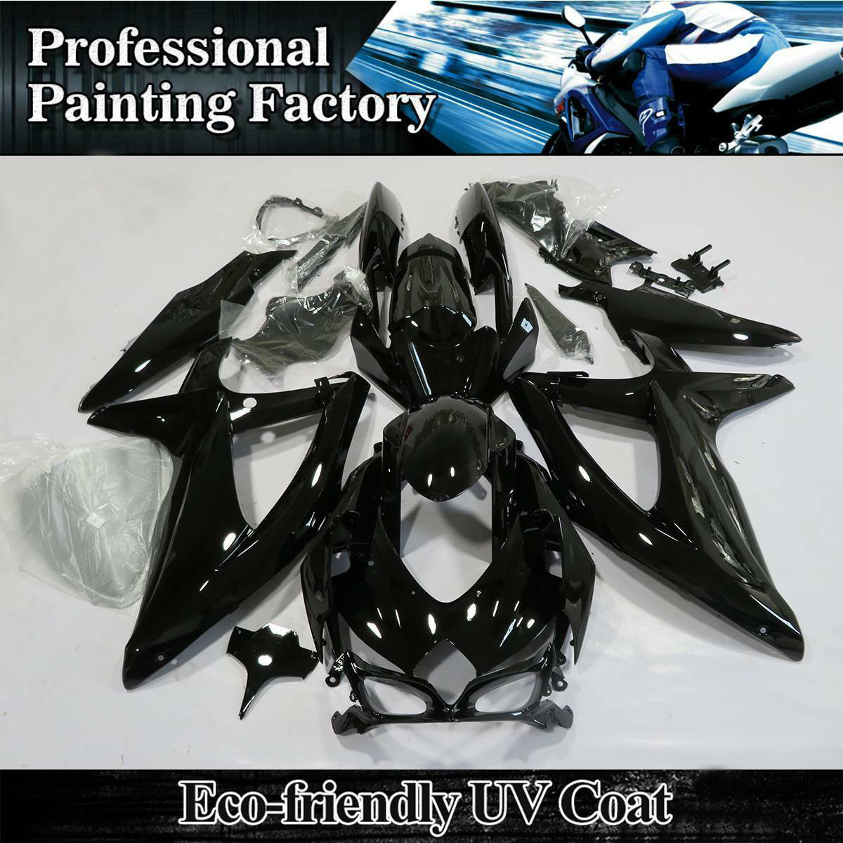Fairing Injection Plastic Kit Glossy Black Fit For Suzuki GSXR600/750 2008-2010