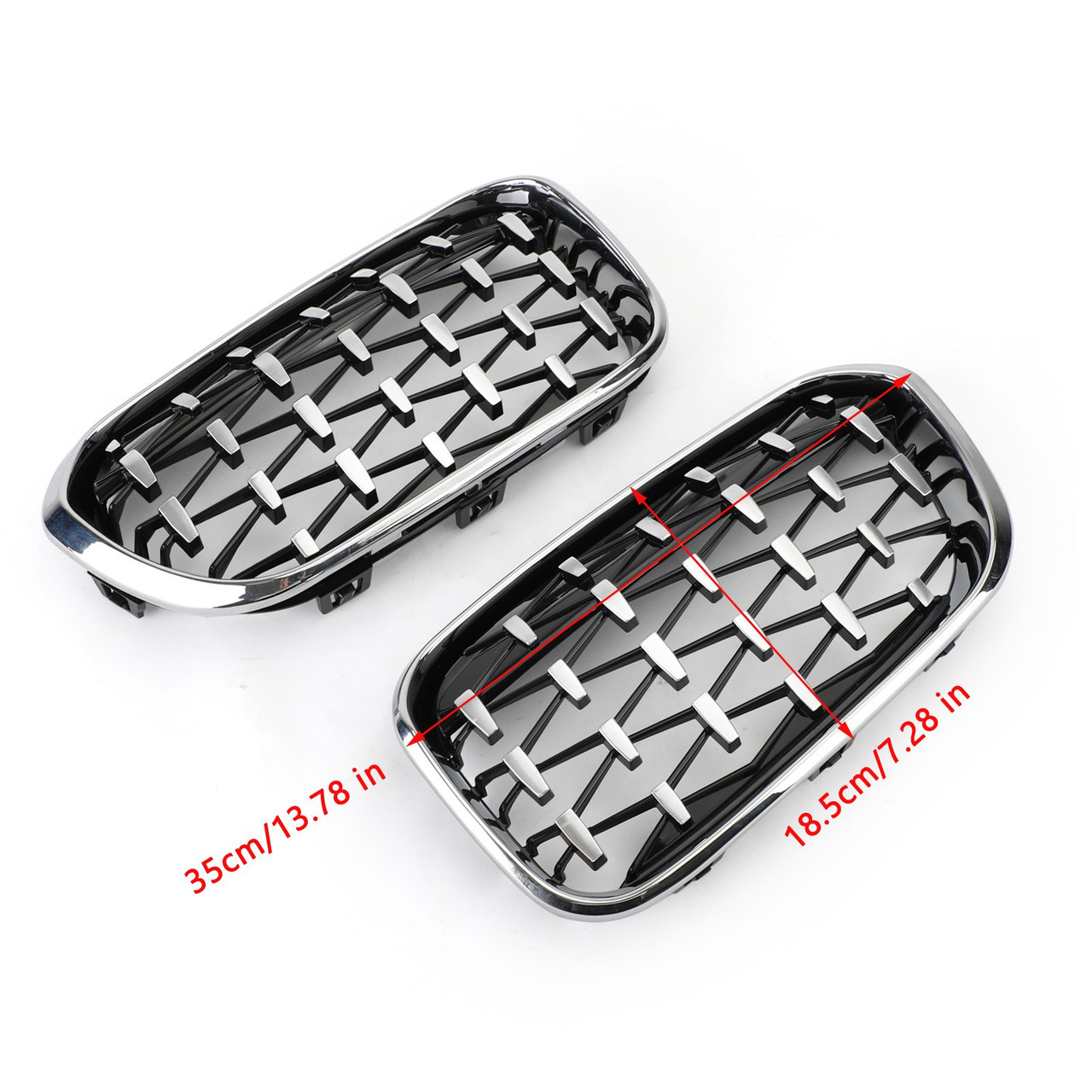 Front Kidney Grille Fit For BMW Series 1 F20 F21 2015-2017 Chrome Black