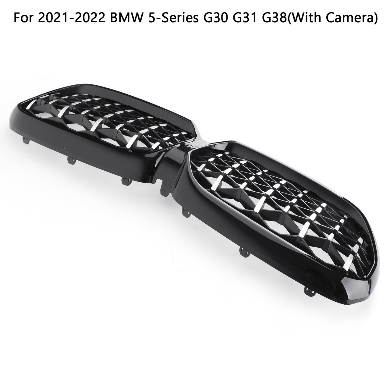 Grill Grille Fit For BMW 5-Series G38 2021-2022 Black Chrome