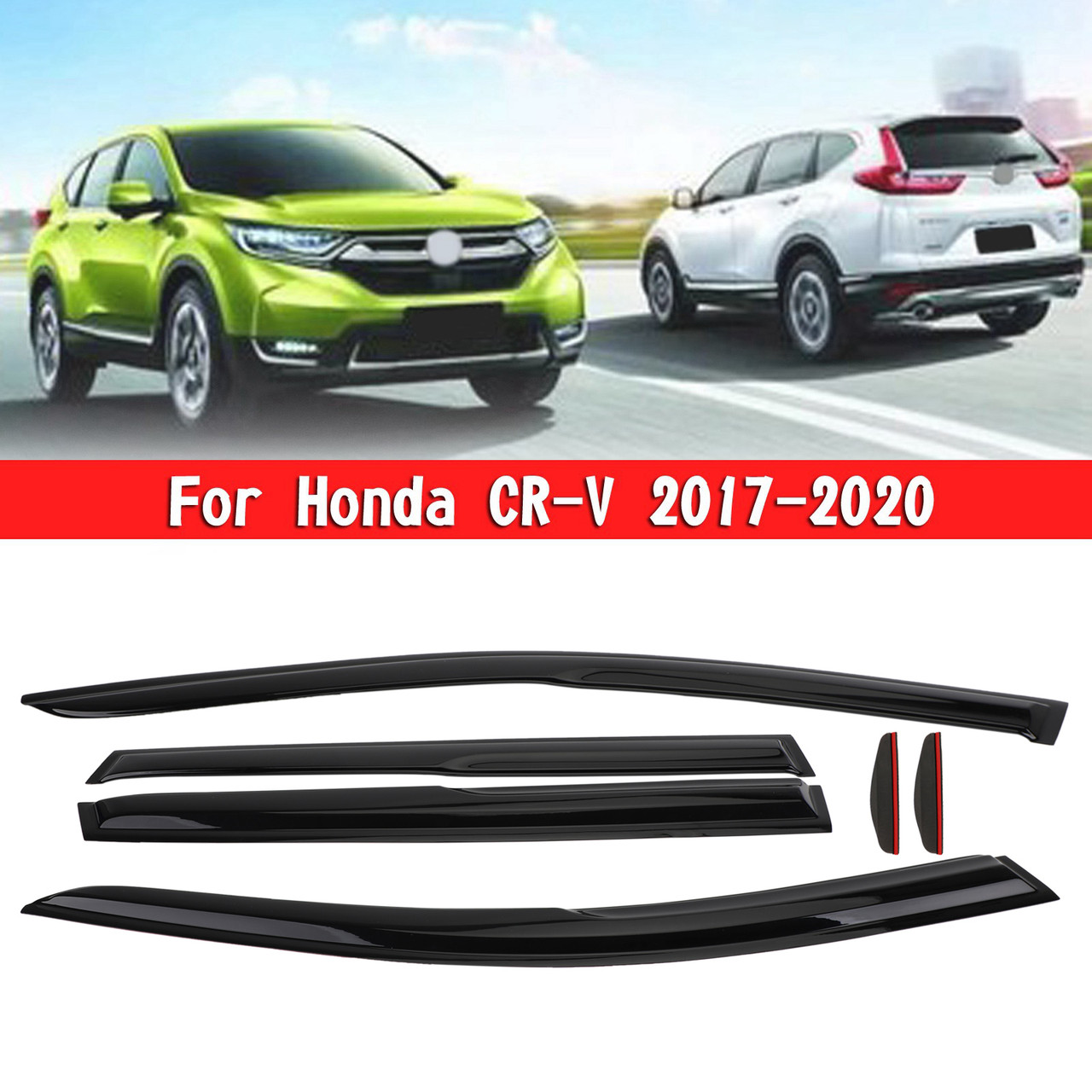 Car Window Sun Rain Guard Visors Kit Fit For Honda CR-V 2017-2020 Black