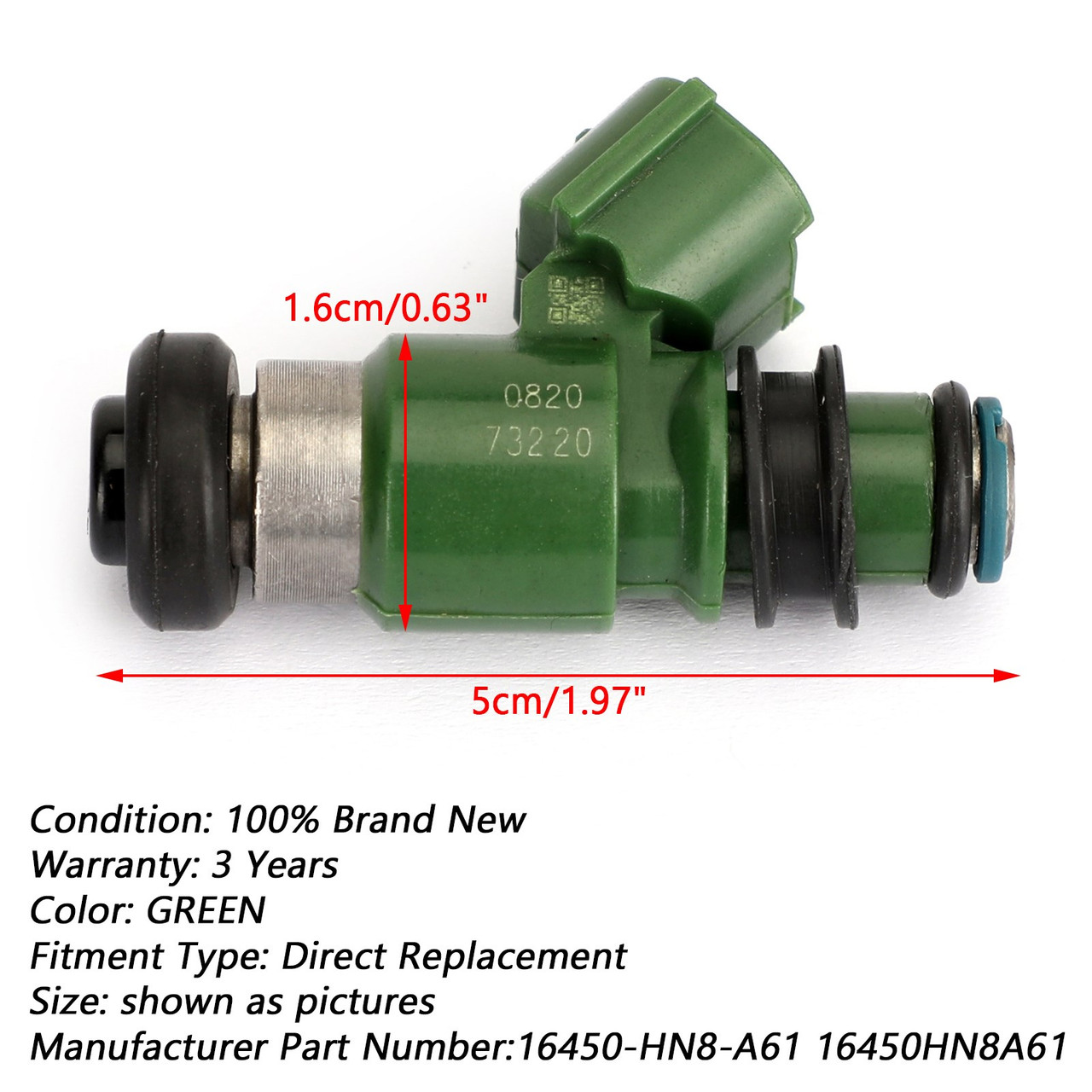 08-09 Honda TRX700XX / 06-14 Rincon 680 Fuel Injector Green