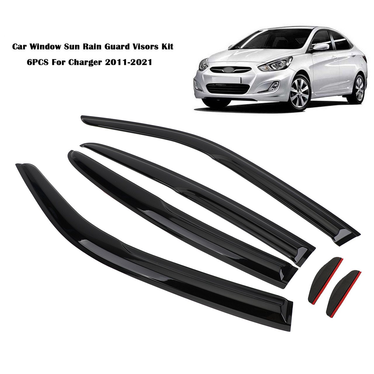 6PCS Window Sun Rain Guard Visors Kit Fit For Charger 2011-2021