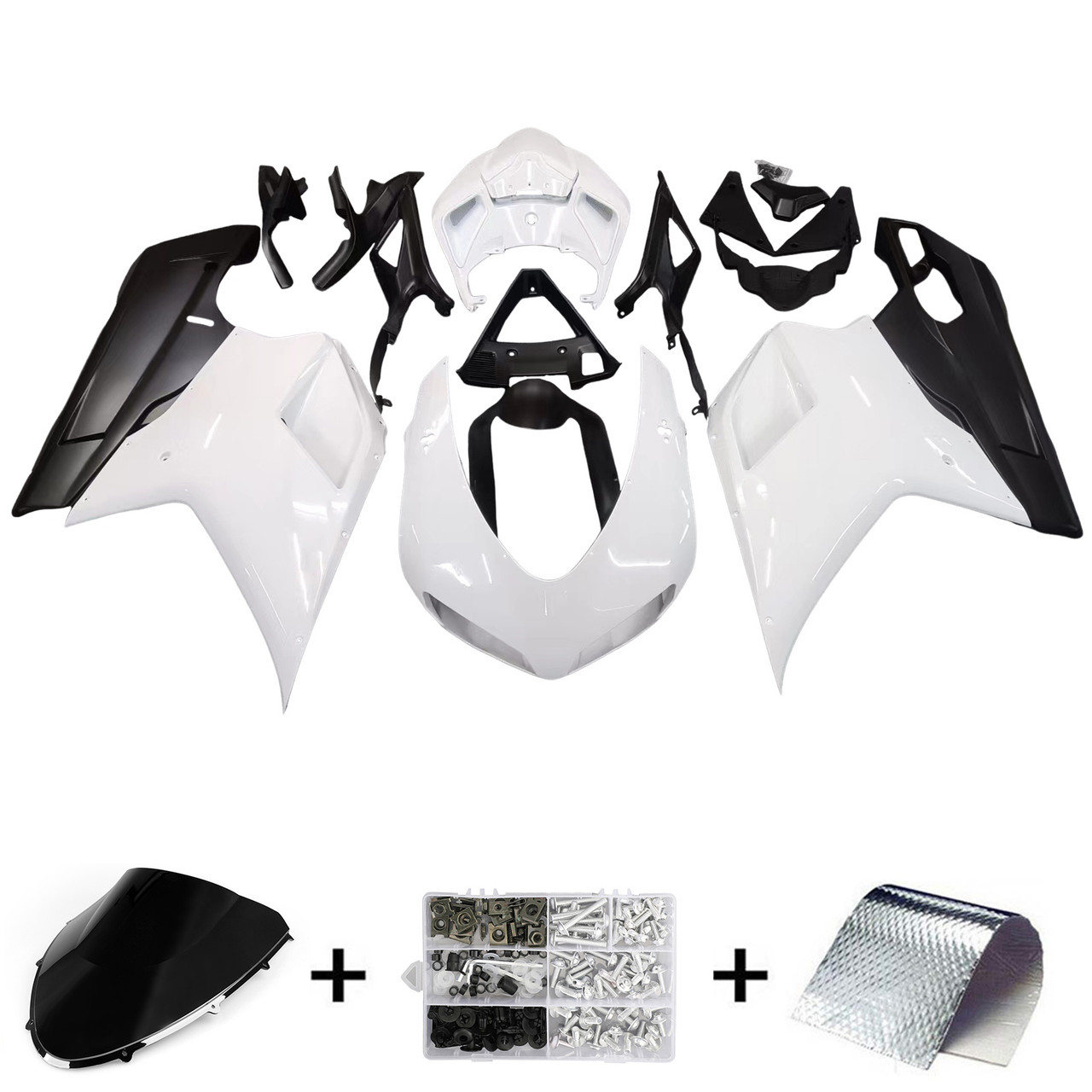 Amotopart 2007-2011 Ducati 1098 1198 848 Fairing Kit Shell Fairing Kit Black White