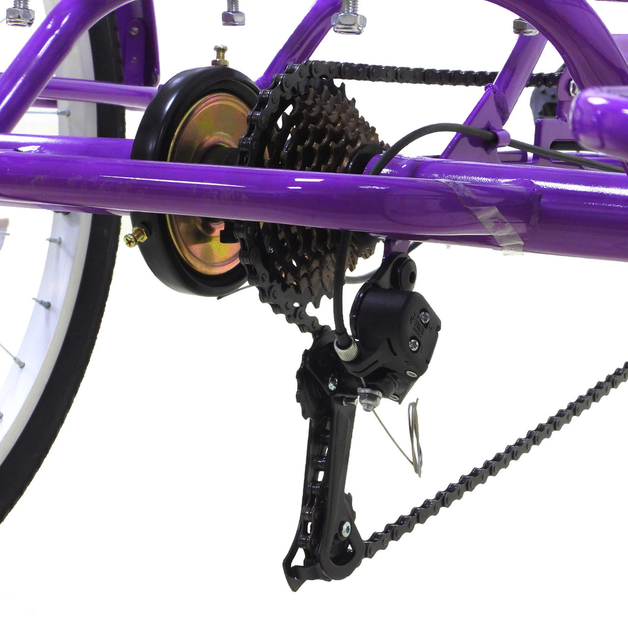 7 Speed 24" Adult 3-Wheel Tricycle Cruise Bike Bicycle With Basket (Pump + Lock) Purple