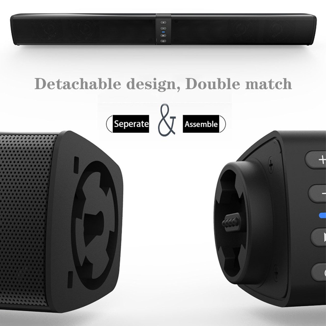 Portable Surround Sound Bar Bluetooth 2 Speaker in 1 Subwoofer TV Home Theater