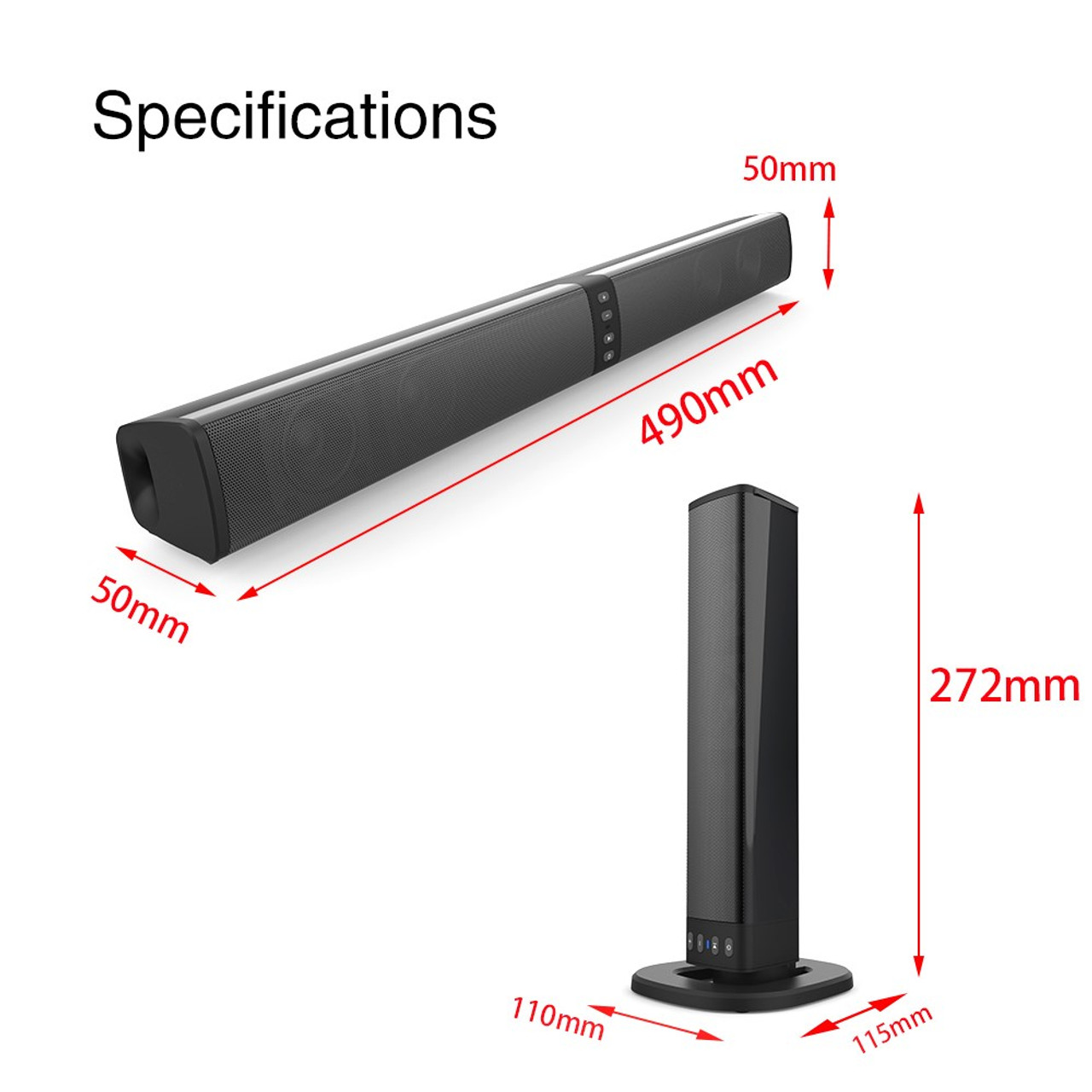 Portable Surround Sound Bar Bluetooth 2 Speaker in 1 Subwoofer TV Home Theater