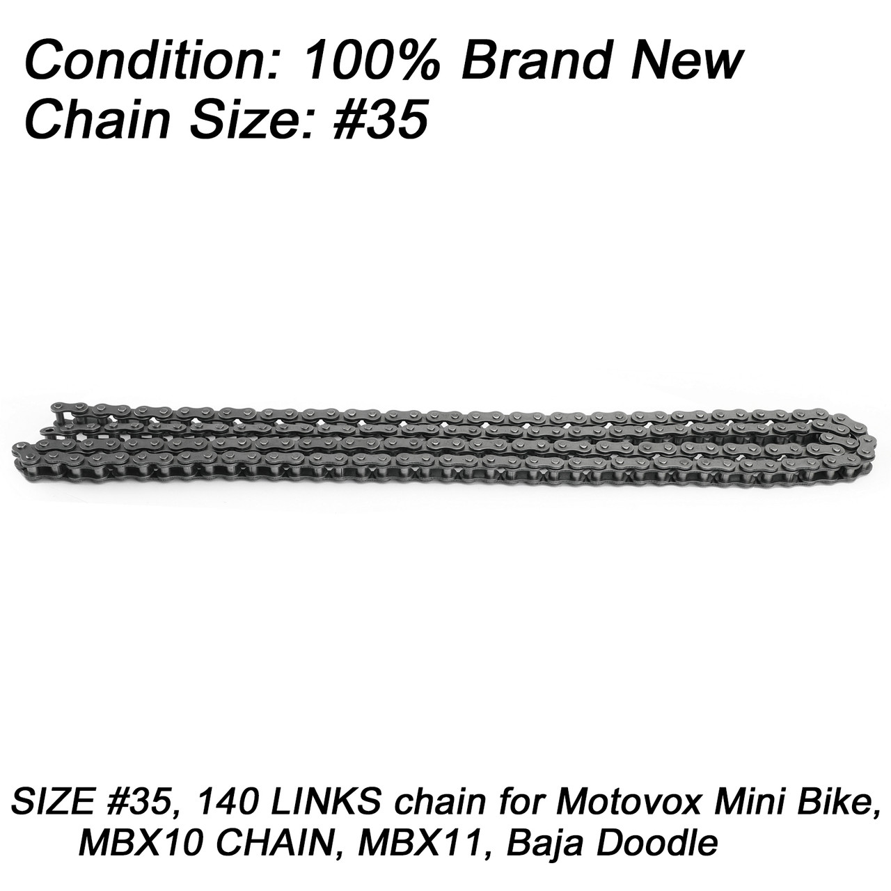 SIZE #35 140 LINKS chain Fit for Motovox 79cc Mini Bike Motovox 79cc MBX10 CHAIN Motovox MBX11 Baja Doodle