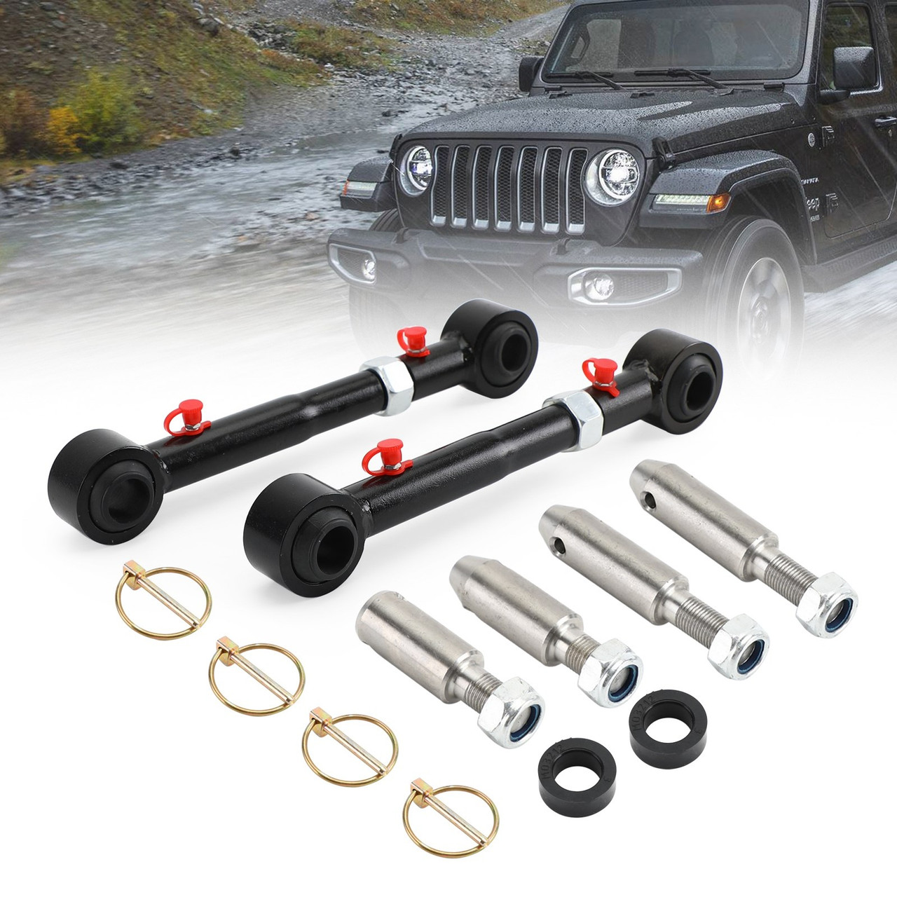 Front Sway Bar Links Disconnect Fit for Jeep Wrangler JK JL 07-21 Black