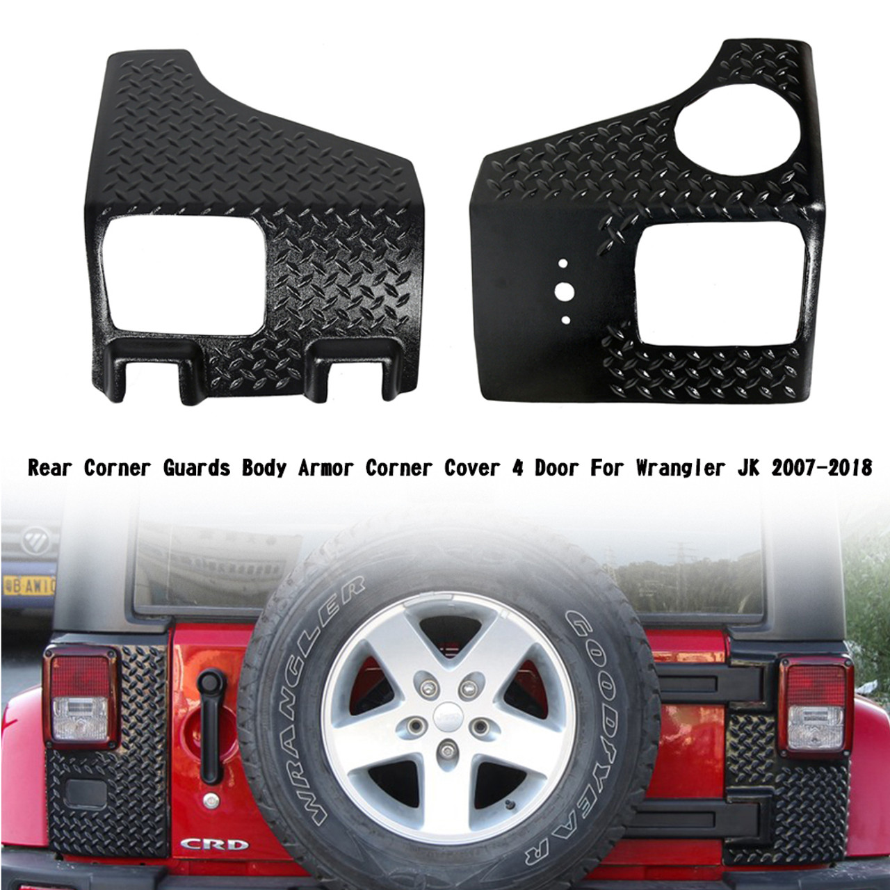 Wrangler JK 2007-2018 Rear Corner Guards Body Armor Corner Cover Black Generic Wrangler JK 2007-2018 Rear Corner Guards Body Armor Corner Cover Black Generic