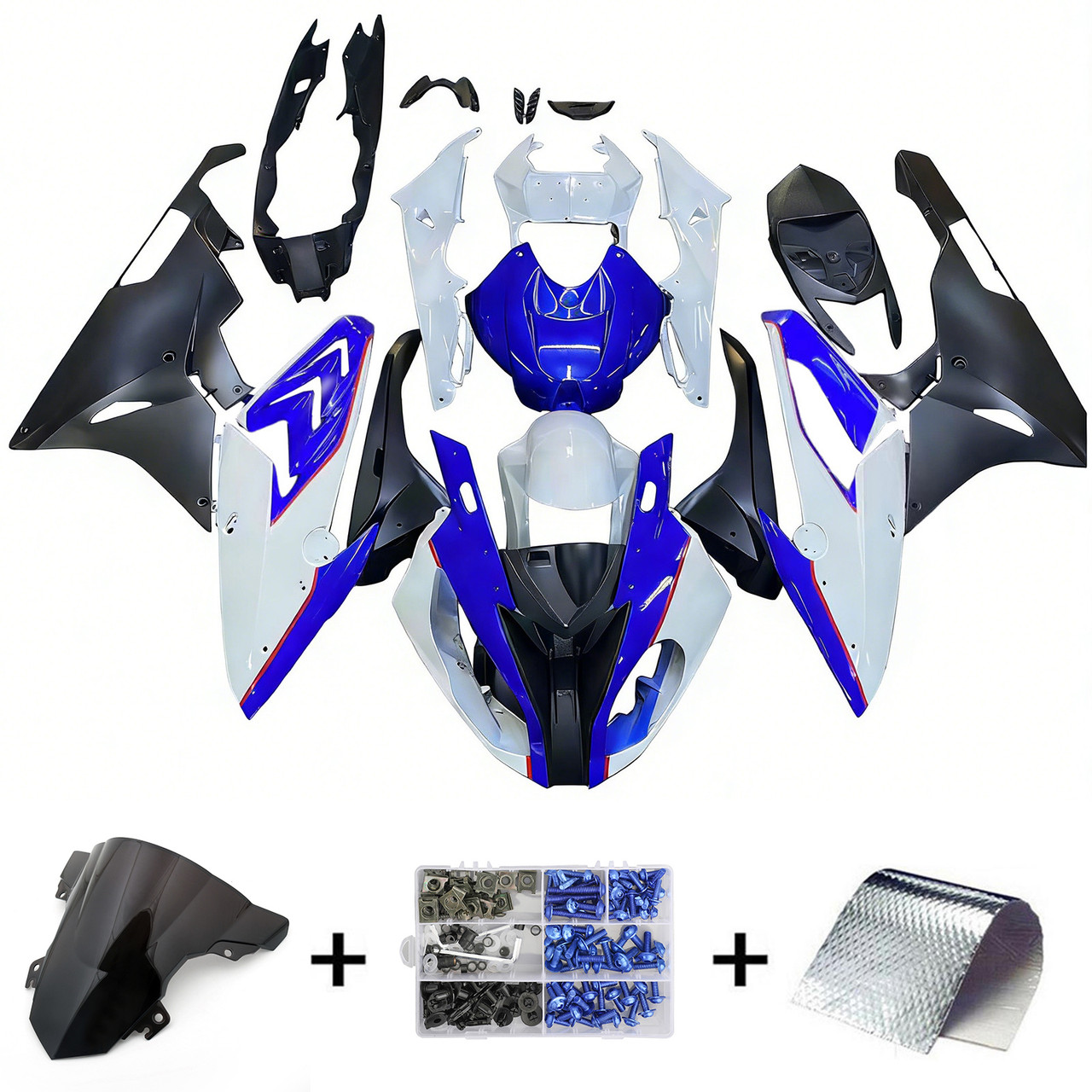 Amotopart Fairings BMW S1000RR 2015-2016 Fairing Kit Bodywork Plastic Blue White