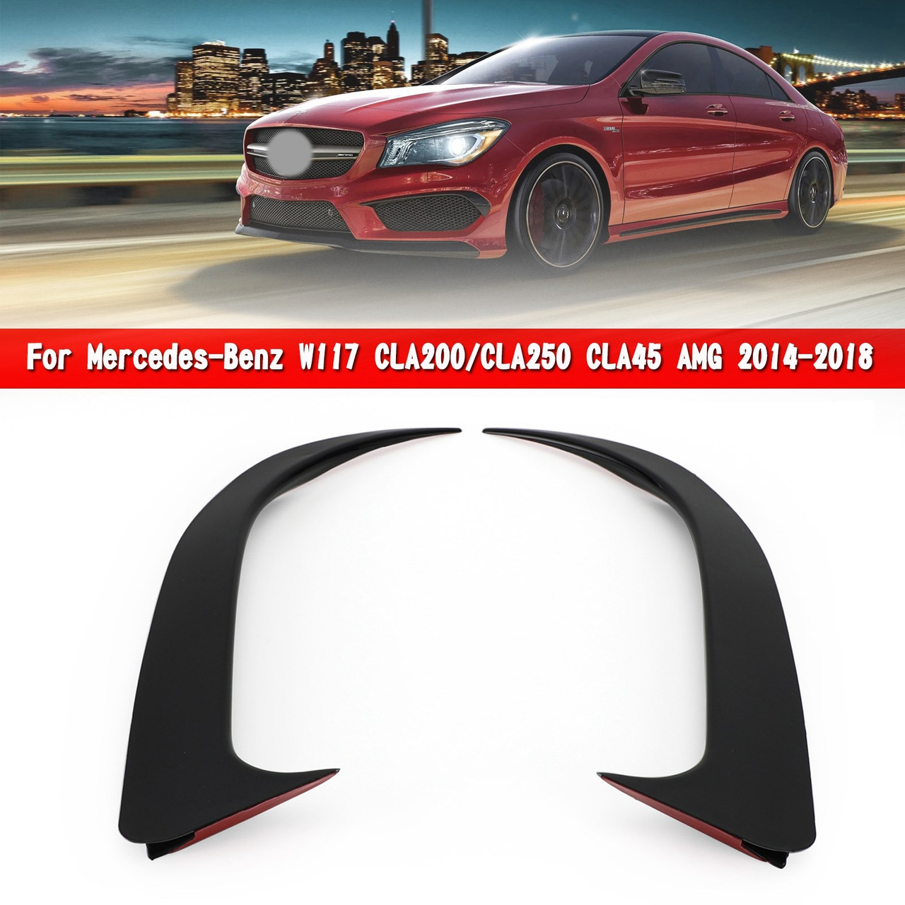 Rear Bumper Spoiler Air Vent Cover Fit For Benz W117 CLA200/CLA250 CLA45 AMG 14-18 Gloss Black