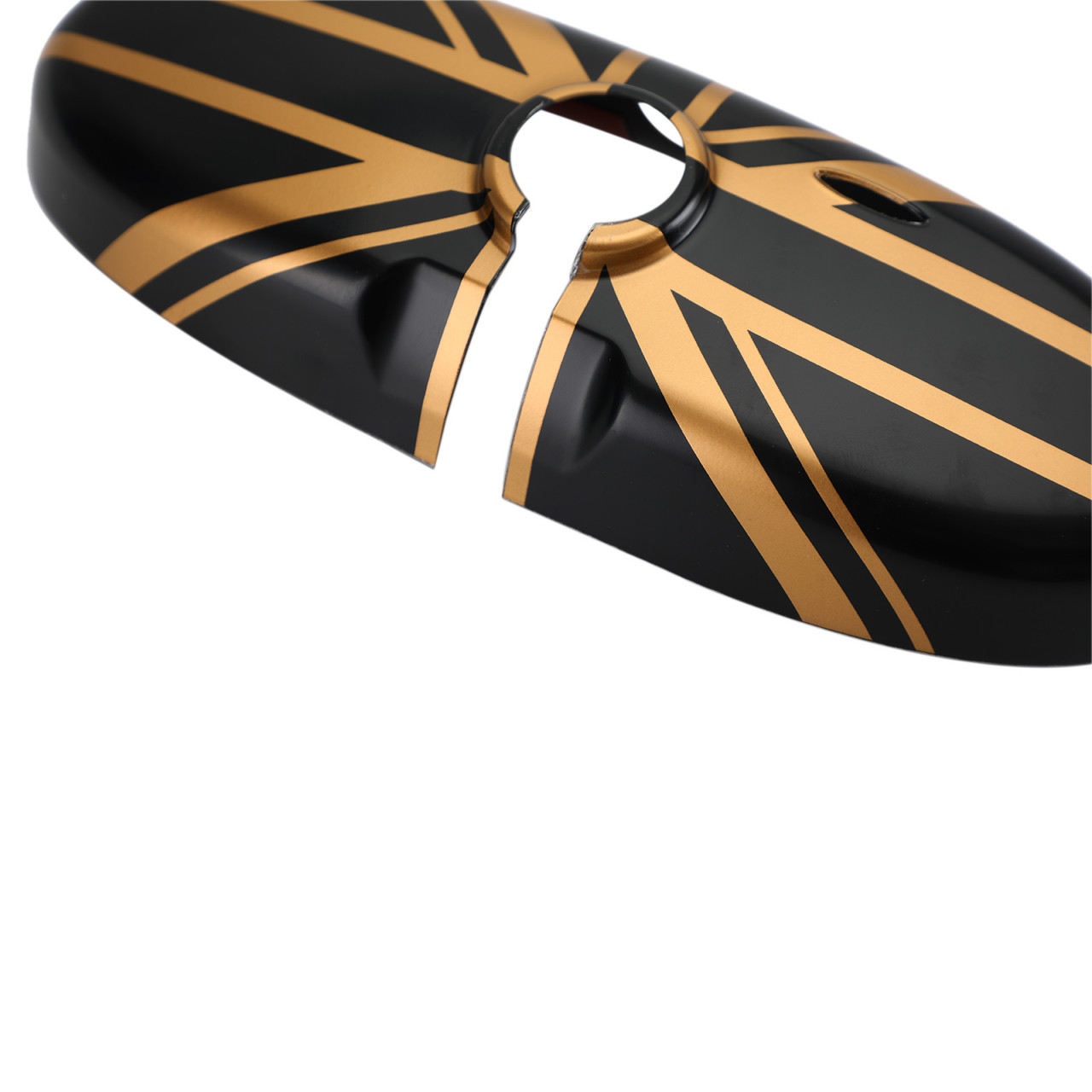 Union Jack UK Flag Rear View Mirror Cover Fit For MINI Cooper R55 R56 R57 Black/Gold