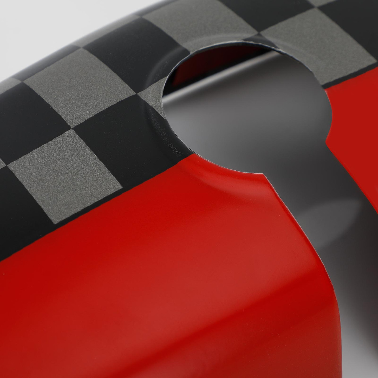 Black/Grey Checkered Red Rear View Mirror Cover Fit For BMW MINI Cooper R55 R56 R57