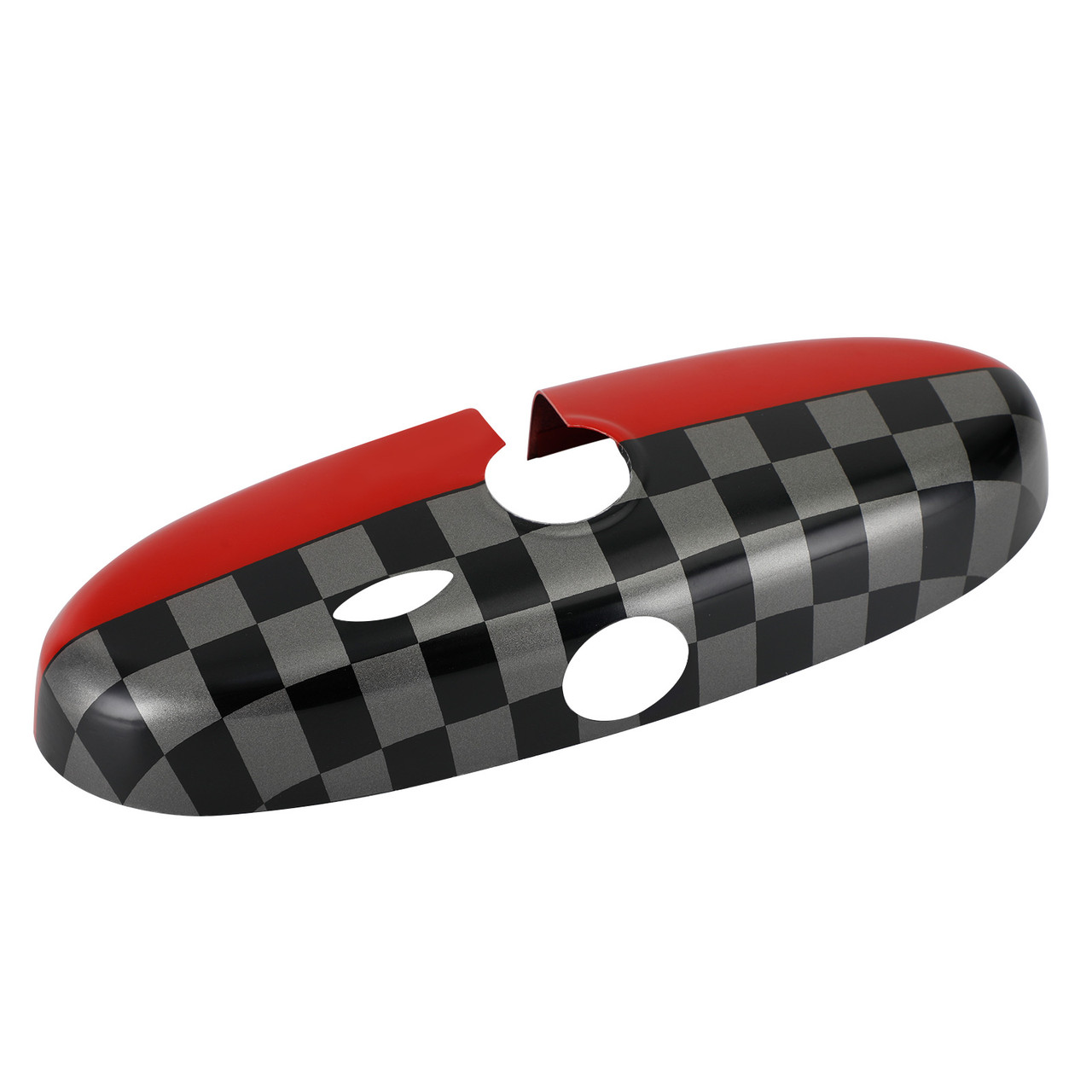 Black/Grey Checkered Red Rear View Mirror Cover Fit For BMW MINI Cooper R55 R56 R57