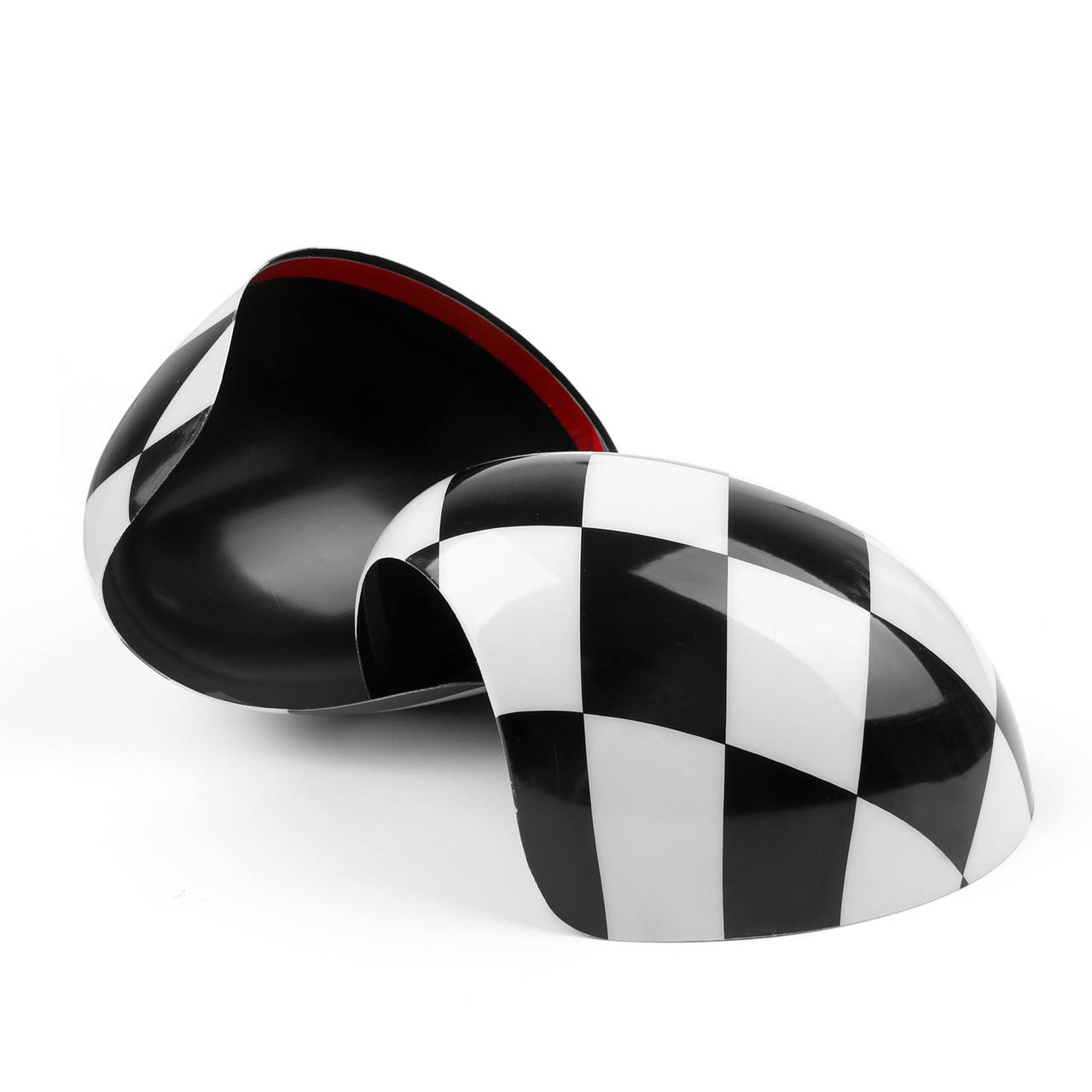 2 x Checkered WING Mirror Covers Fit for MINI Cooper R55 R56 R57 Power Fold Mirror