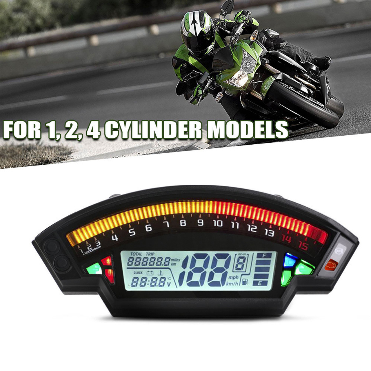 Universal LCD TFT Digital Speedometer 14000RPM 6 Gear Backlight
