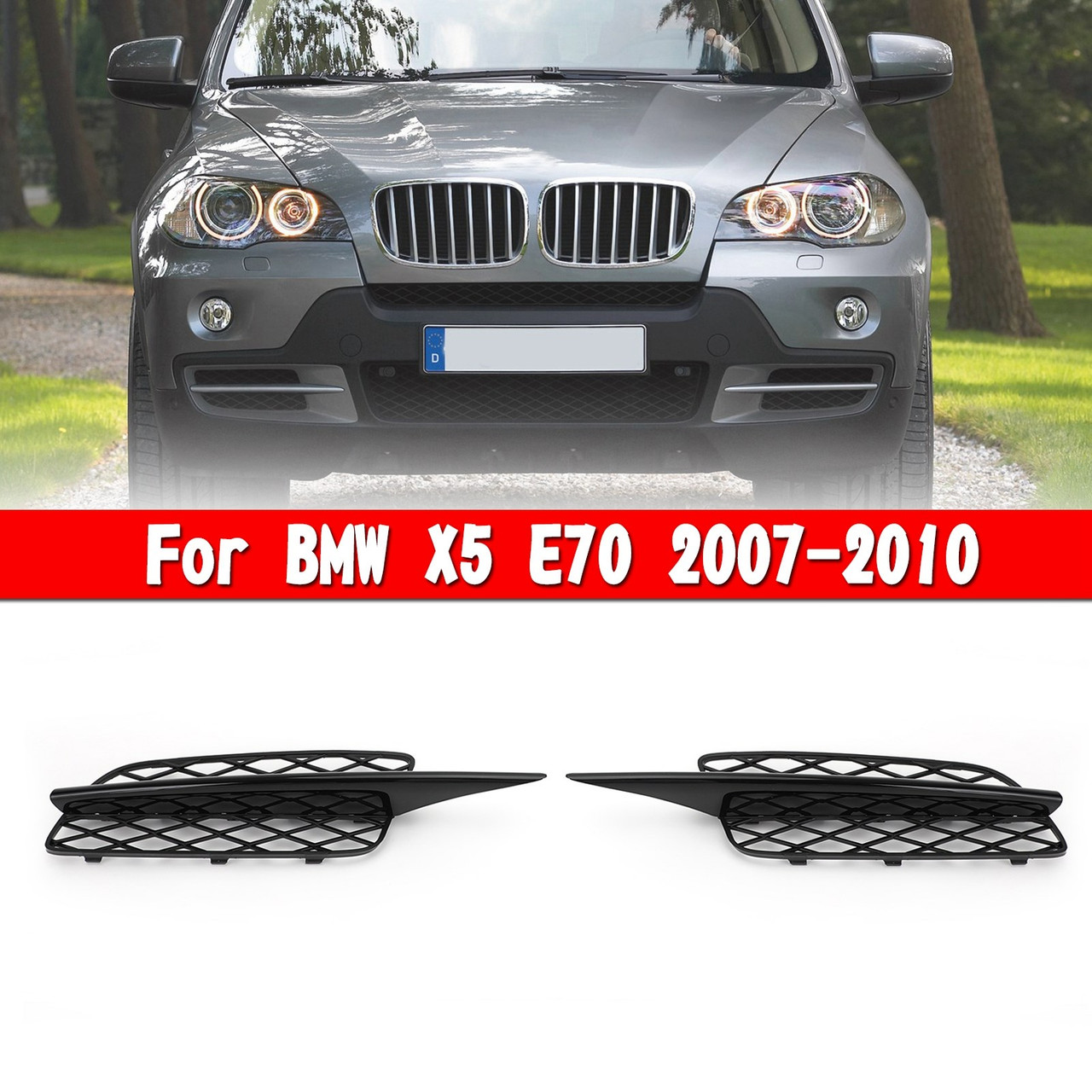 51117159593 Pair Front Bumper Fog Light Grill Grille Fit for BMW X5 E70 2007-2010