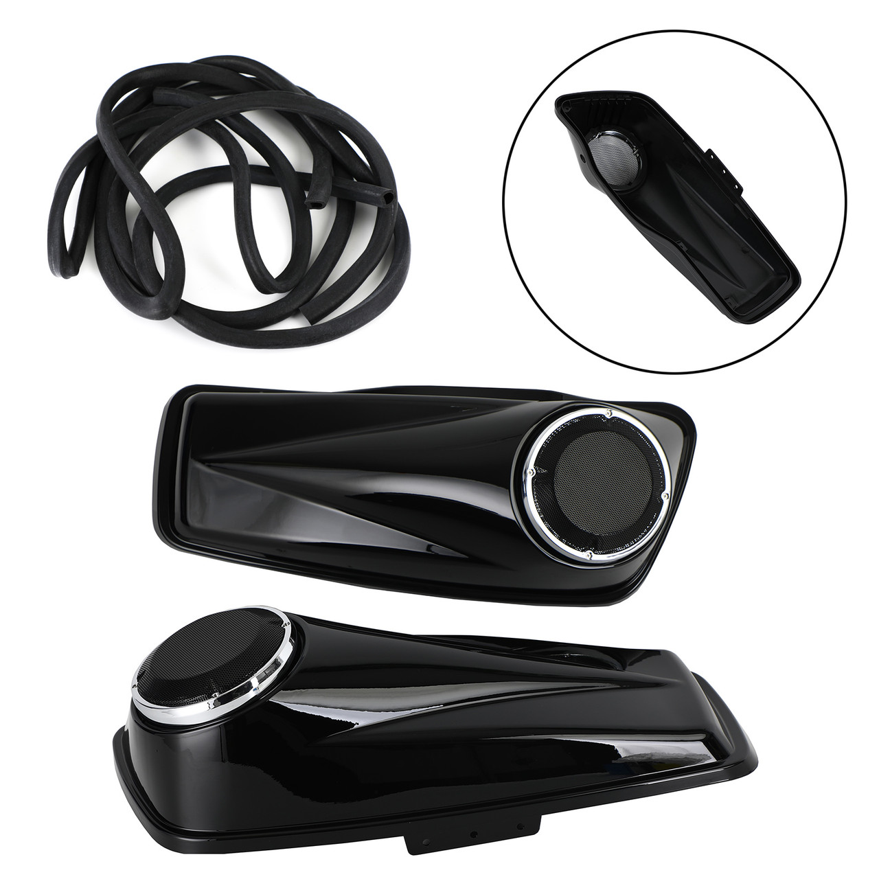 6.5" Saddlebag Speaker Lids Fit for Harley Touring 2014-2020 Touring models FLHT, Road King, Street Glide, Ultra-Classic Gloss Black