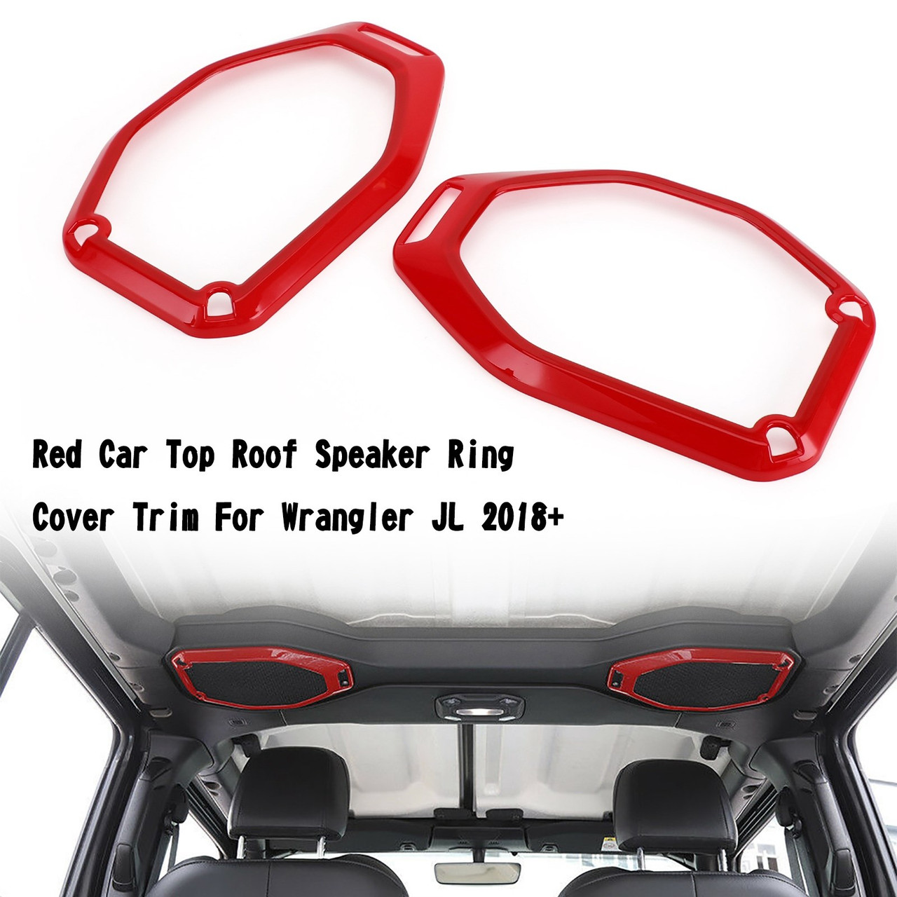 Car Top Roof Speaker Ring Cover Trim Fit for Wrangler JL 2018+ Red