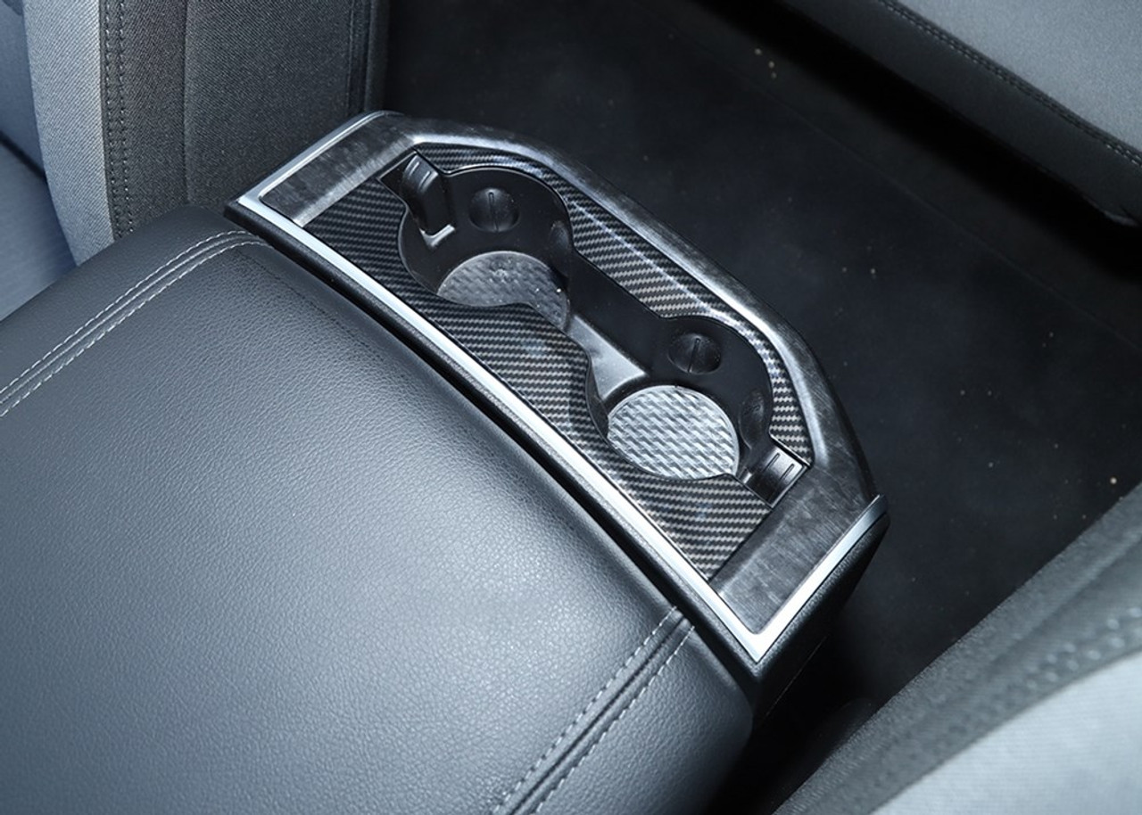 Armrest Box Rear Cup Holder Panel Trim Fit for Dodge Ram 2018+ Carbon Fiber