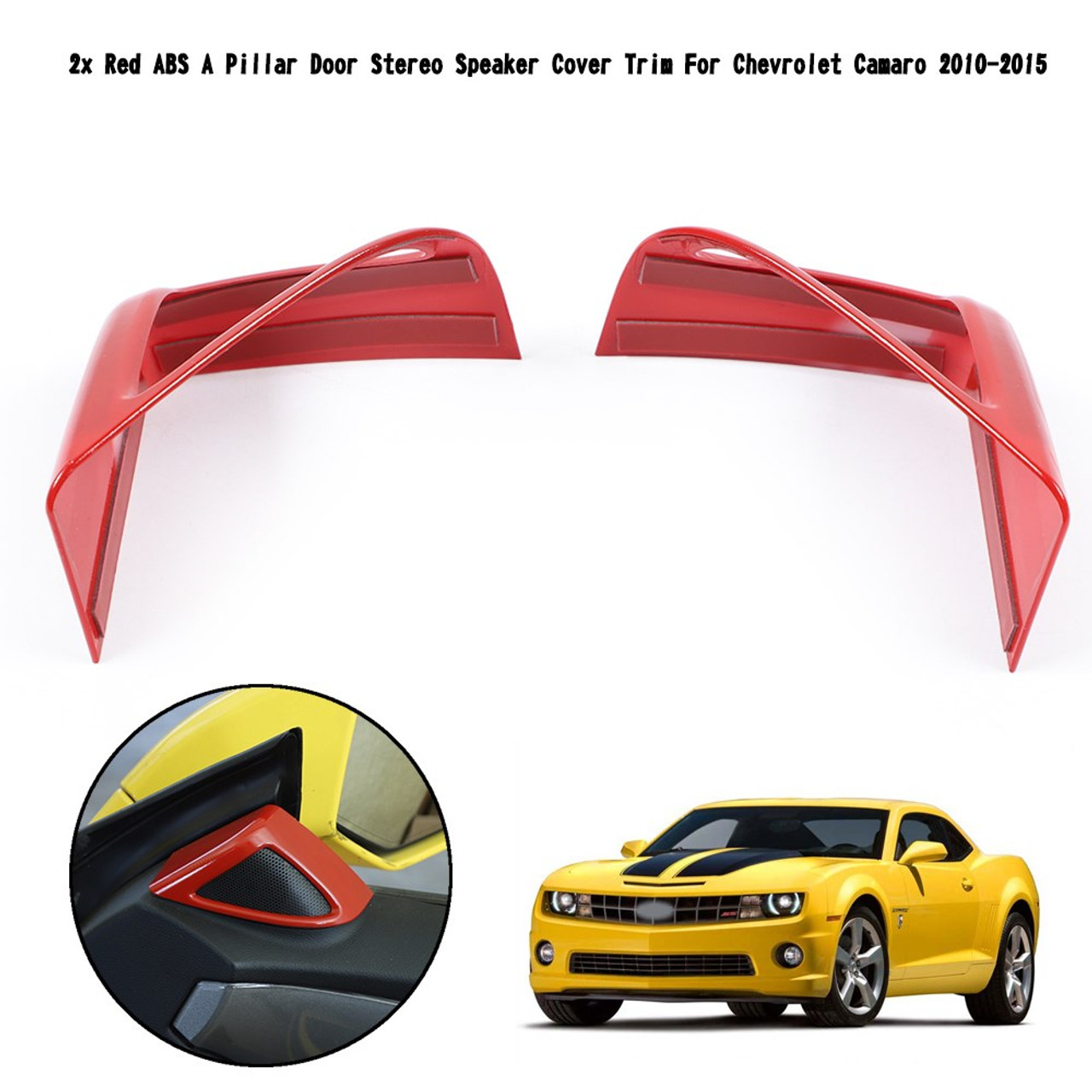 2PCS ABS A Pillar Door Stereo Speaker Cover Trim For Chevrolet Camaro 2010-2015 Red