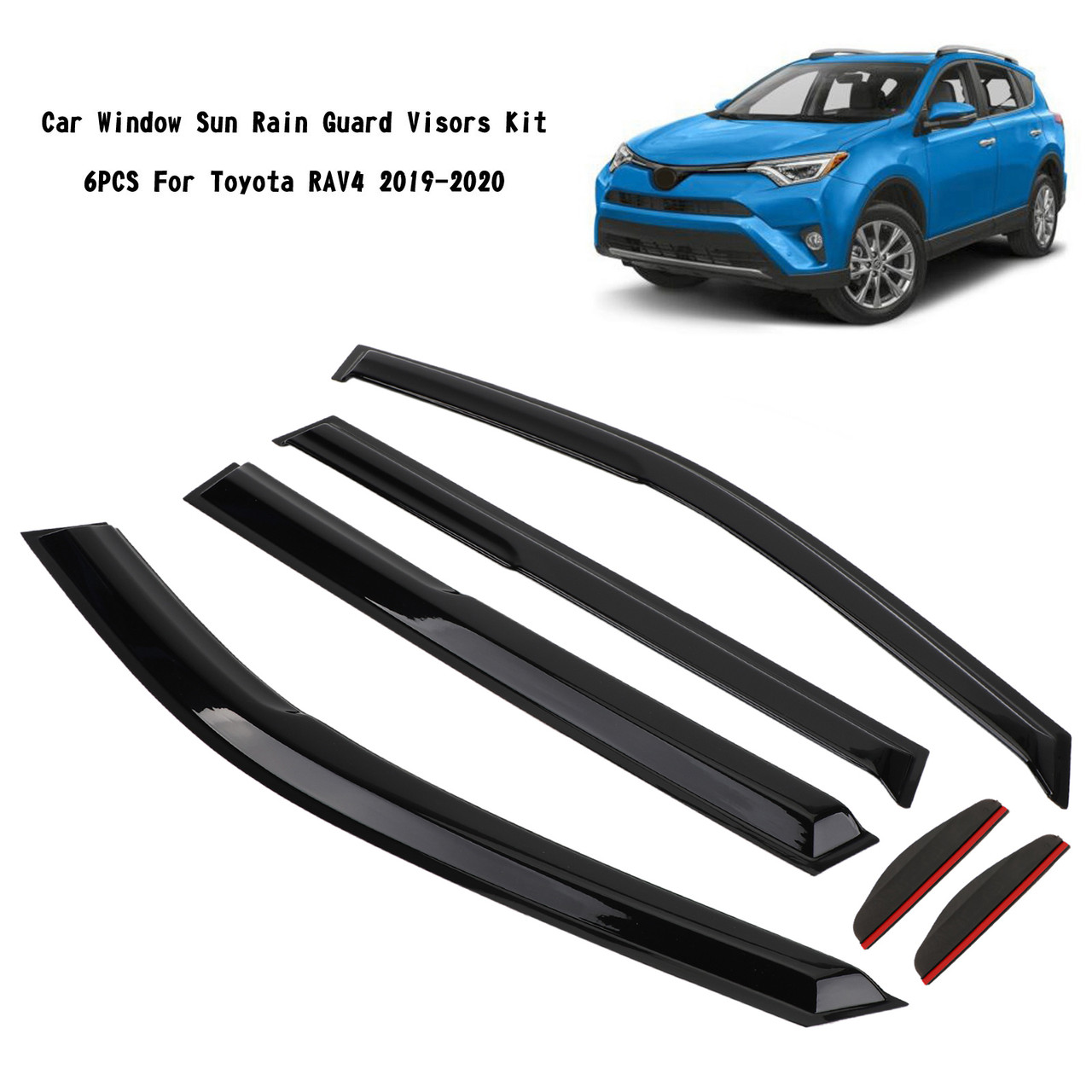 6PCS Car Window Sun Rain Guard Visors Kit Fit for Toyota RAV4 2019-2020