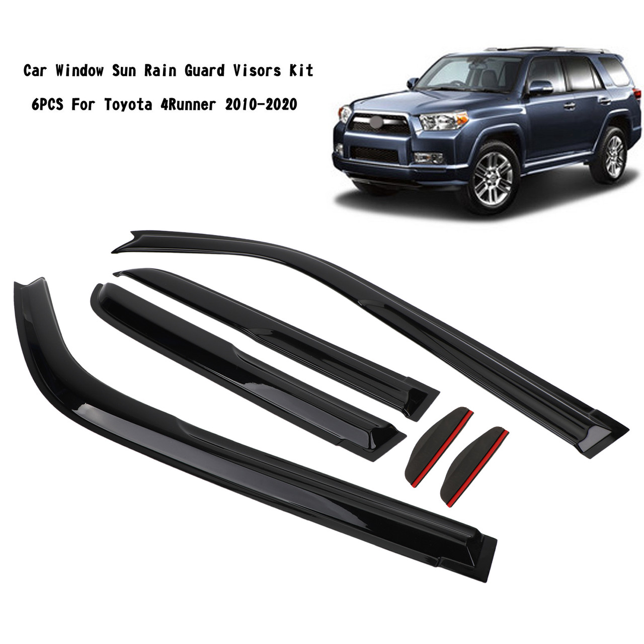 6PCS Car Window Sun Rain Guard Visors Kit For Toyota 4Runner 2010-2020