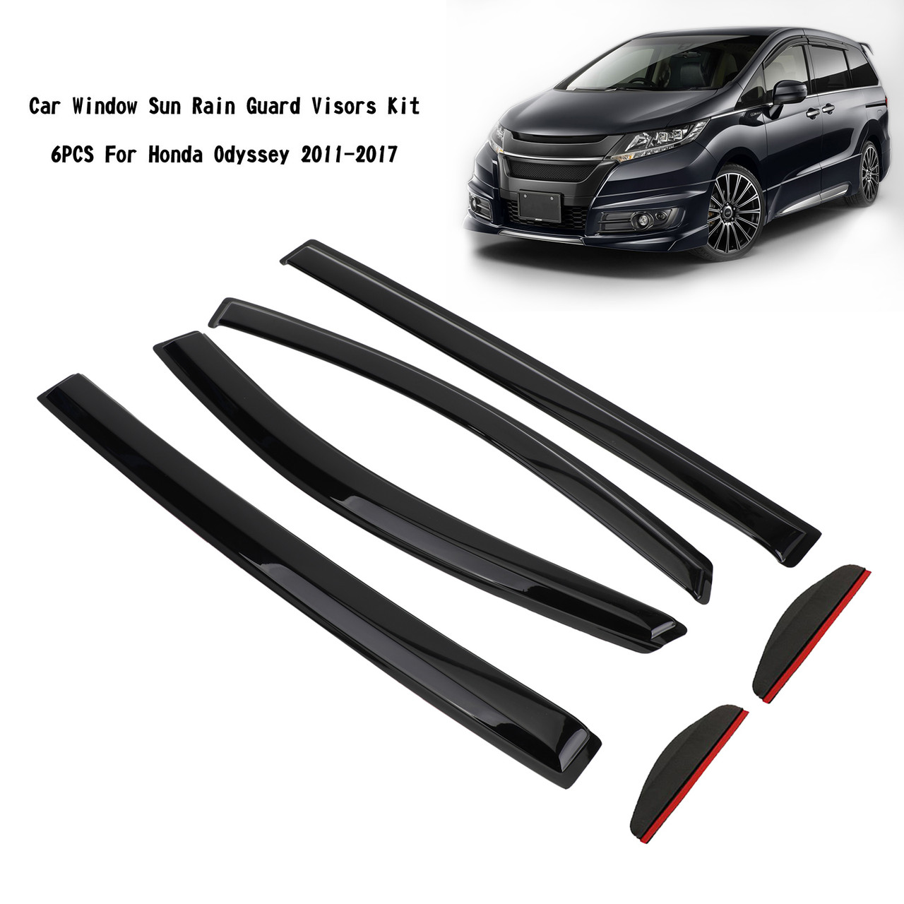 6PCS Car Window Sun Rain Guard Visors Kit Fit for Honda Odyssey 2011-2017