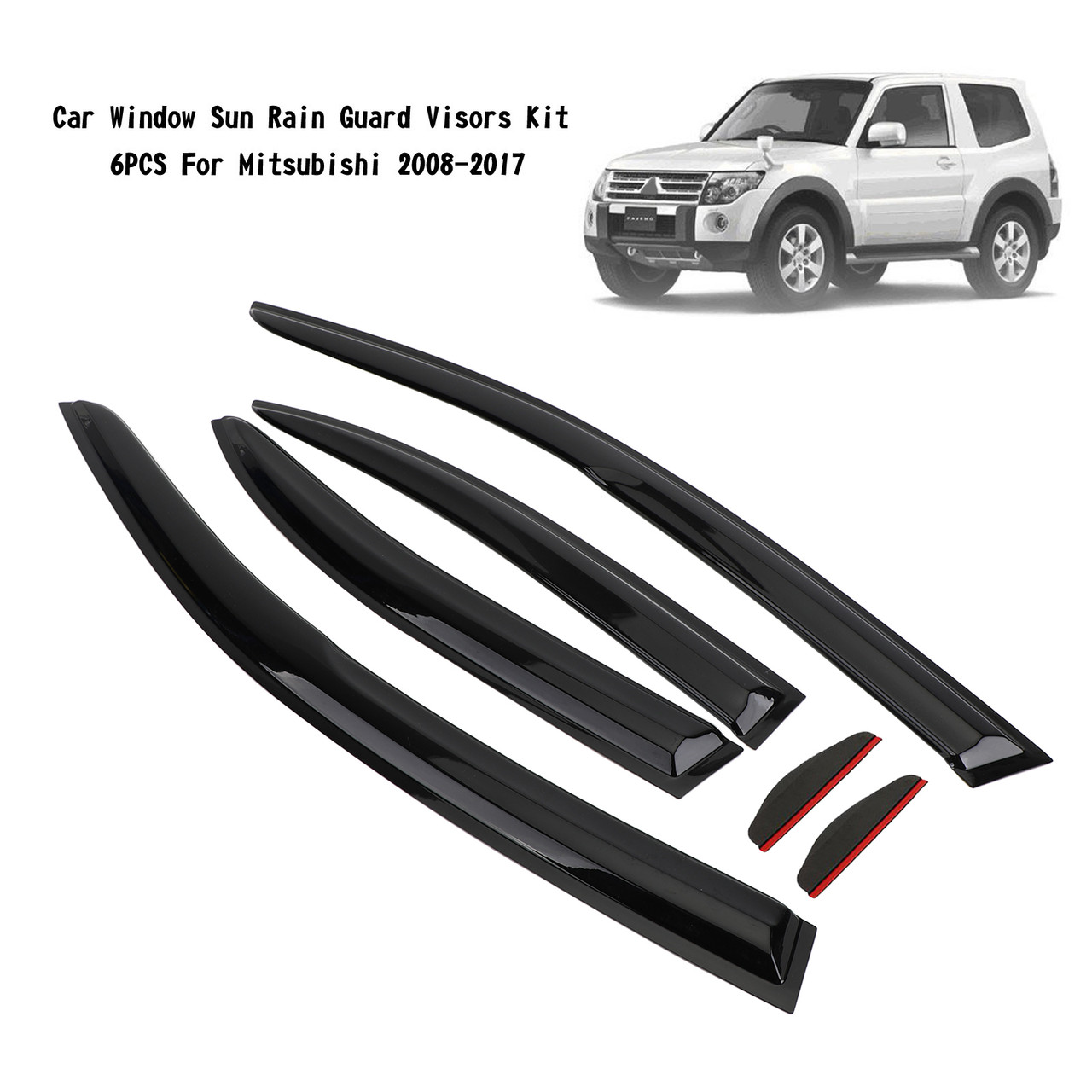 6PCS Car Window Sun Rain Guard Visors Kit Fit for Mitsubishi Lancer 2008-2017