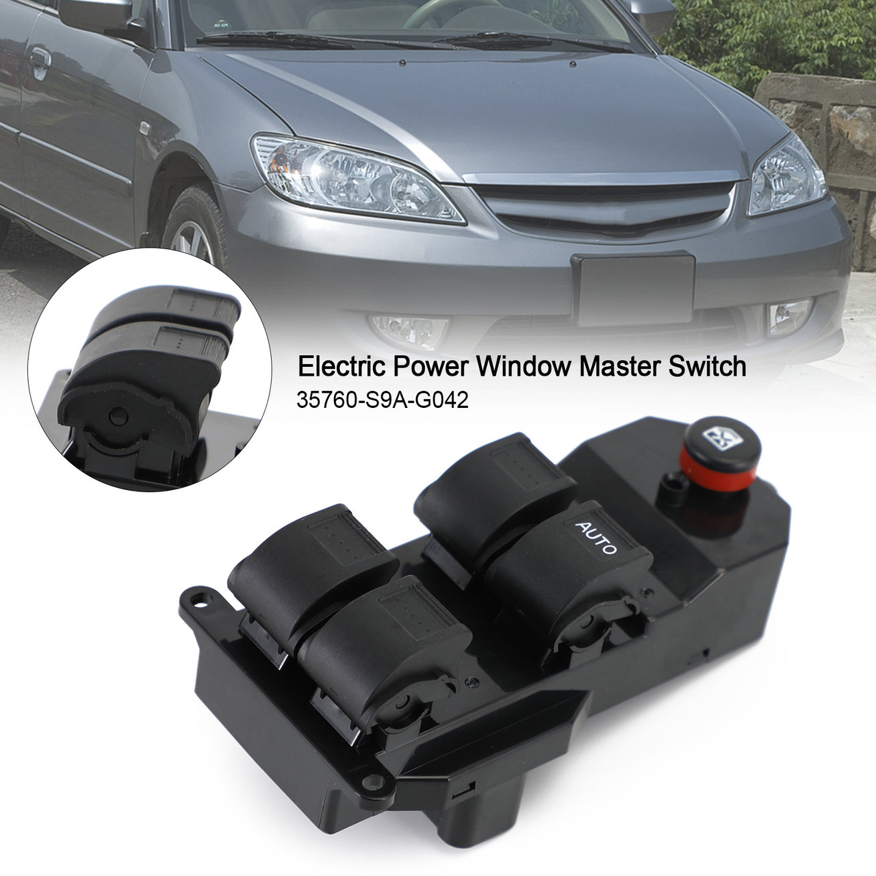 35760-S9A-G042 Electric Power Window Master Switch Fit for Honda Civic 01-05 CRV 02-06 Black