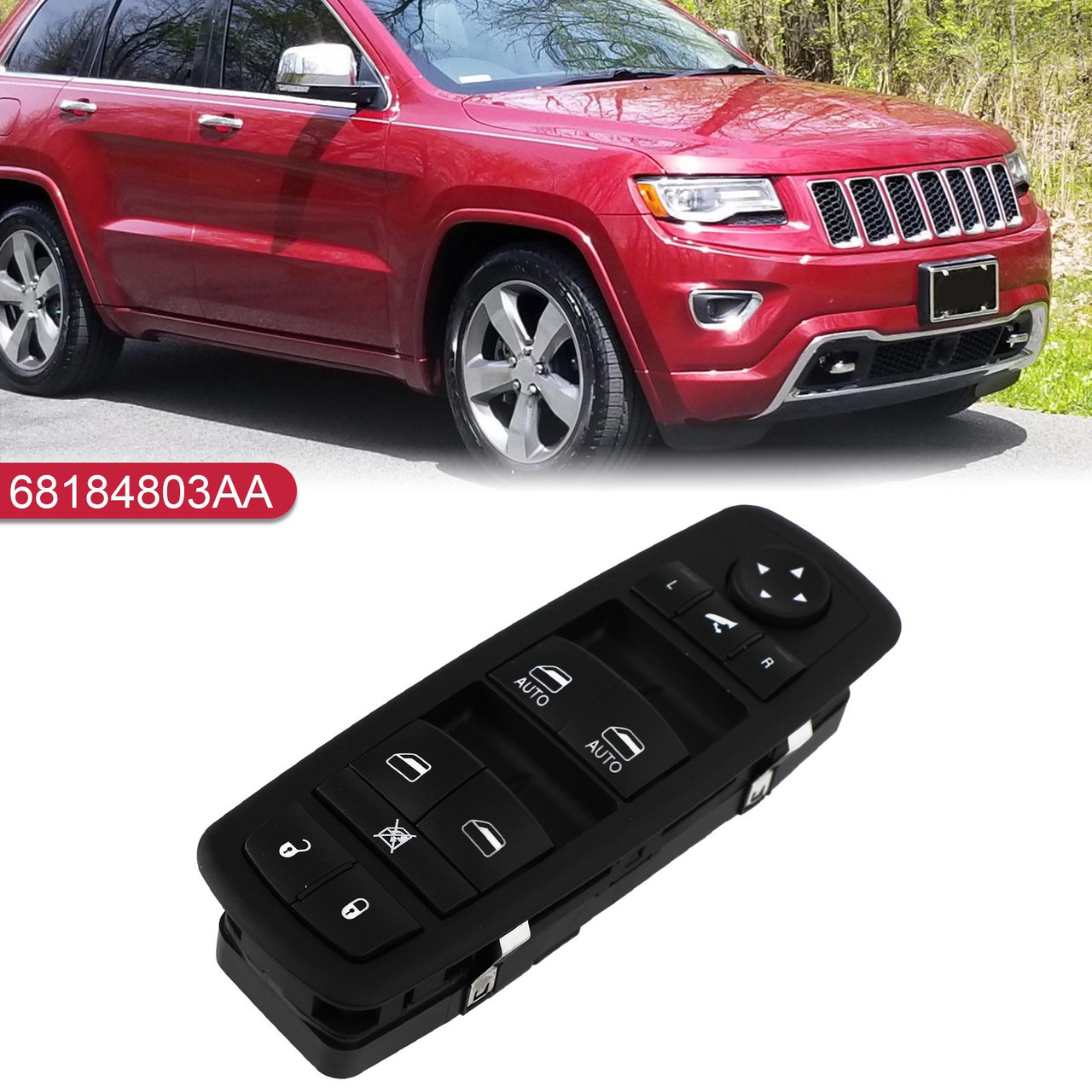 Electric Control Power Master Window Switch 68184803AA Fit for Jeep Grand Cherokee 2014-2015 Black