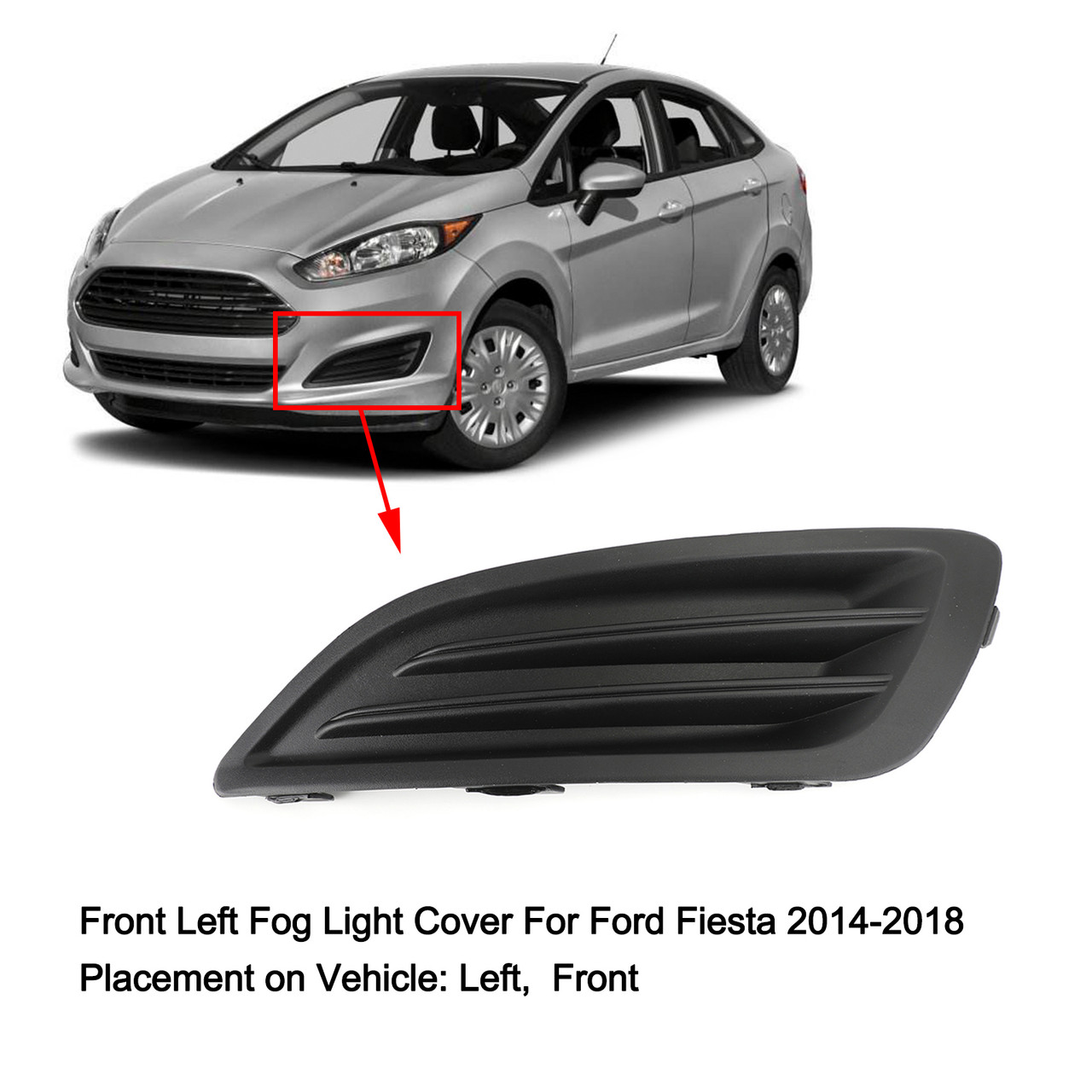 Front Left Fog Light Cover Trim Fit for Ford Fiesta 2014-2017
