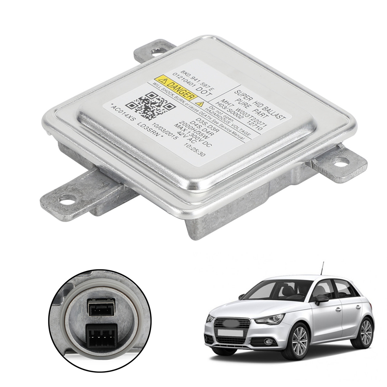 HID Xenon Headlight Ballast Control Unit 8K0941597E Fit for Audi A1/S1 10-17 A3/S3 09-16 A6/S6/RS6 10-15 Q7 11-15 Silver