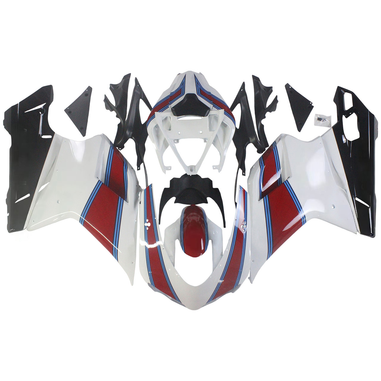 Amotopart Ducati 1098 848 1198 2007-2012 White Black Injection Body Cover Fairing Kits