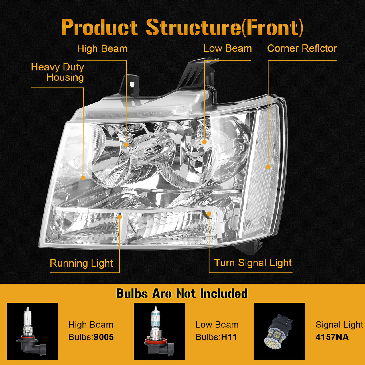 Housing Clear Headlights Assembly Fit for Chevrolet Avalanche Suburban 2500 07-13 Tahoe LT Sport Utility 07-14