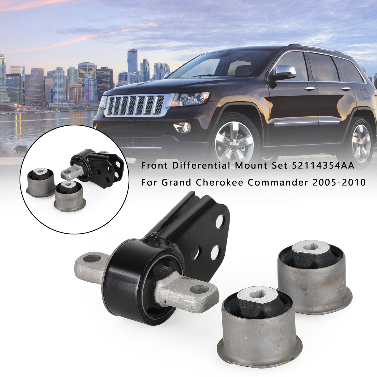 Front Differential Mount Set 52114354AA Fit for Jeep Grand Cherokee 2005-2010 Commander 2006-2010