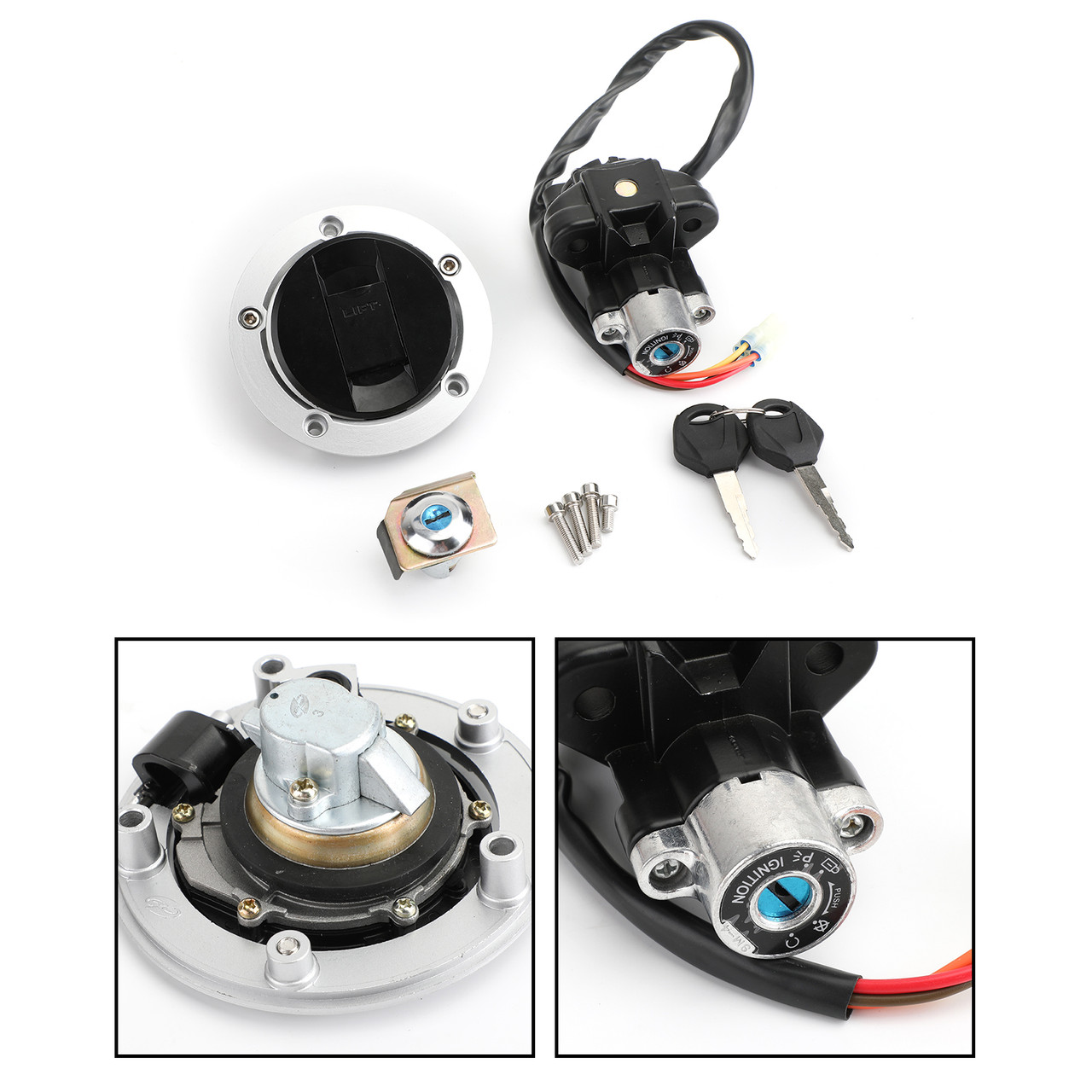 Ignition Switch Fuel Gas Cap Seat Lock Keys Kit Fit for Suzuki GSXR1000 1000Z 03-04 SV650A ABS 03-09 SFV650 09-15