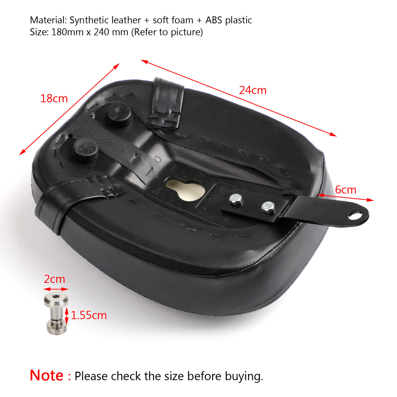 Cushion Rear Seat Passenger Pillion Pad Fit for Harley Sportster '48 XL 1200X 10-16 72 XL 1200V 12-16 XL883 XL1200 Black