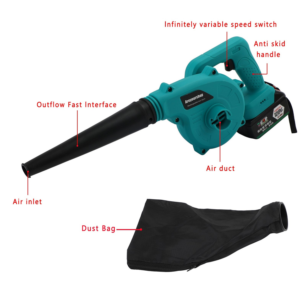 Li-ion Battery Cordless Leaf Blower Handheld Sweeper Vacuums