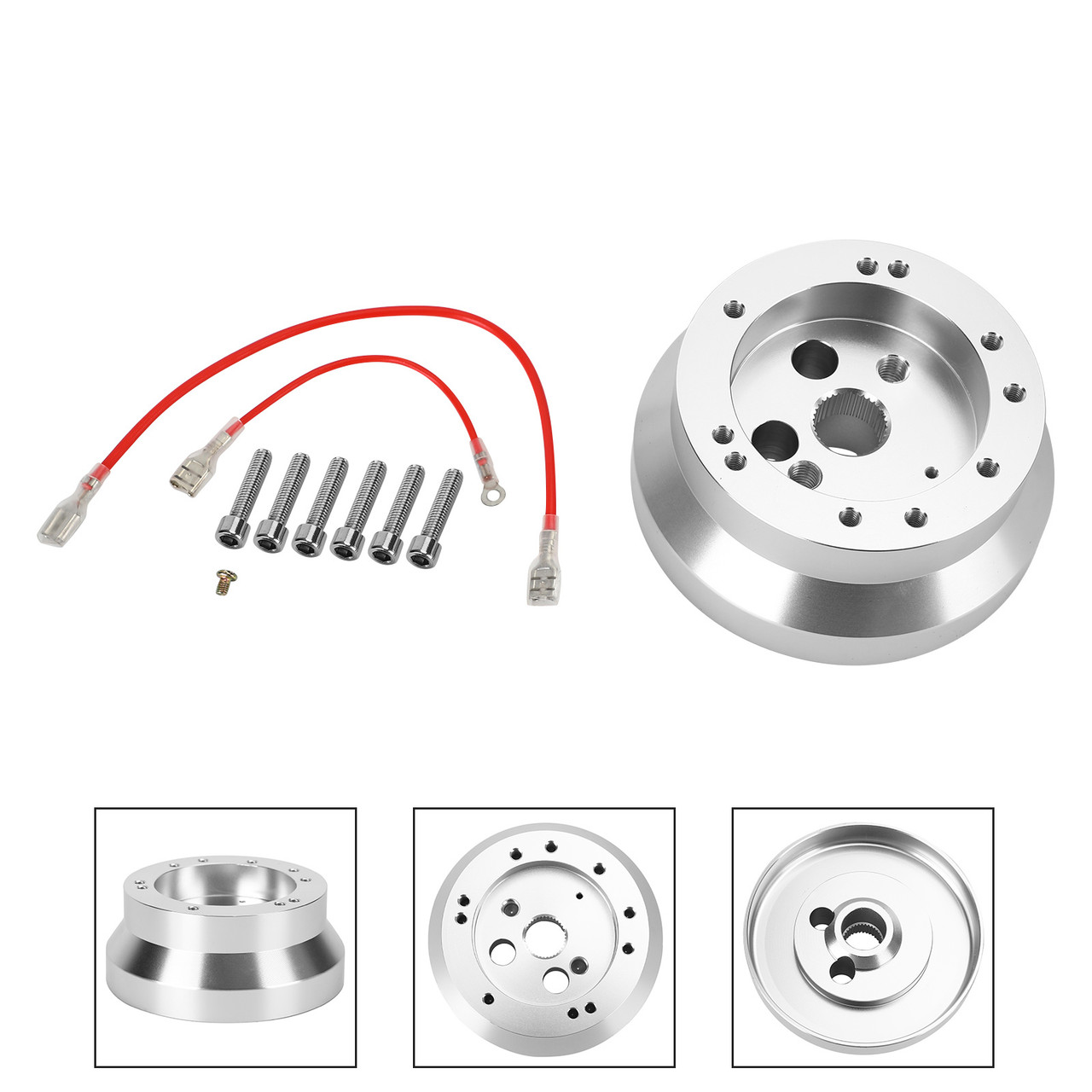 5 & 6 Hole Steering Wheel Short Hub Adapter Kit Fit for BUICK All Models w/non-telescopic column 69-93 Silver