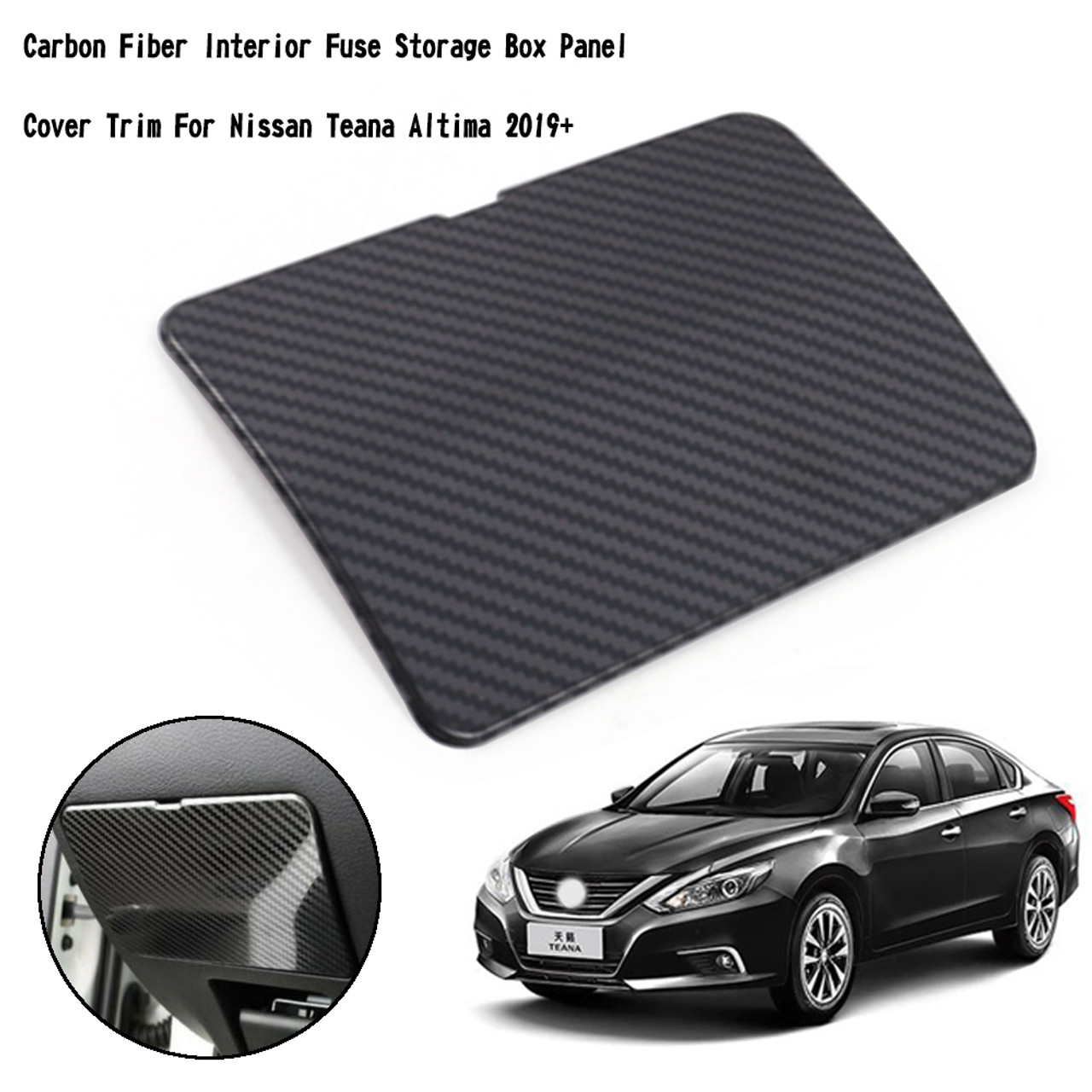 Carbon Fiber Interior Fuse Storage Box Panel Cover Trim Fit for Nissan Teana Altima 2019+